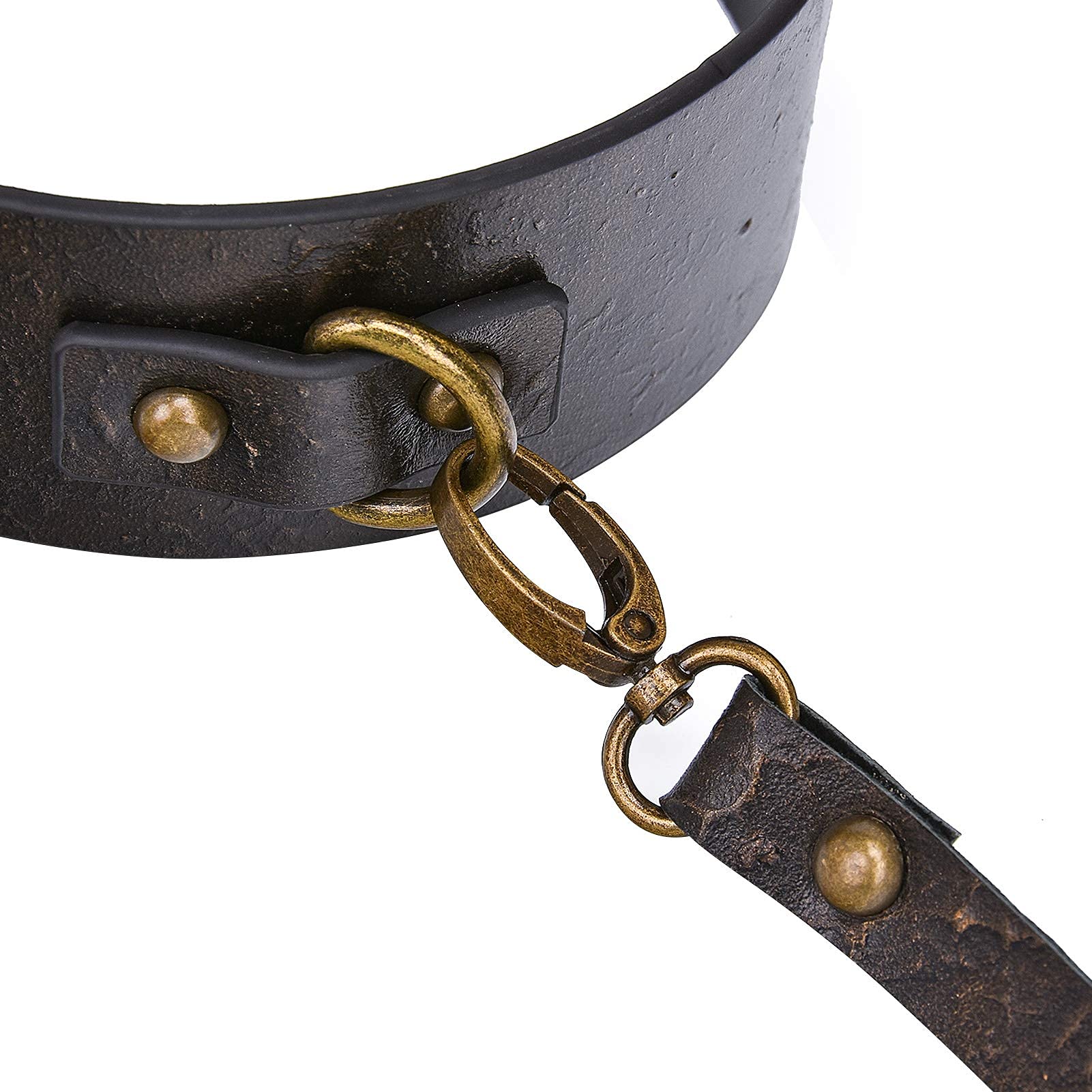 BDSM Leather Collar with Leash Set - Adjustable Locking Bondage Gear for Men & Women - Perfect for Couples Play, Roleplay, and BDSM Scenes