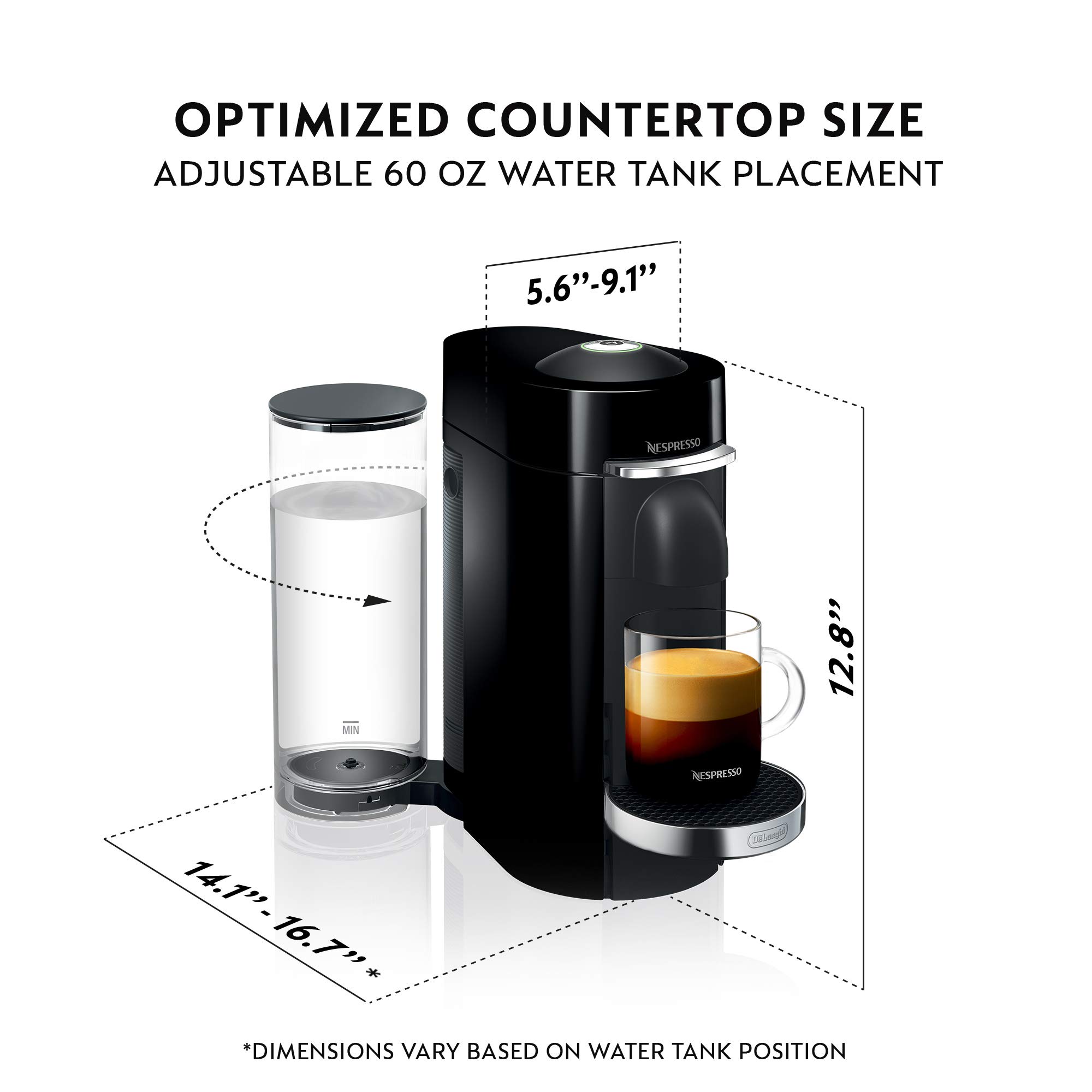 De'Longhi Nespresso VertuoPlus Deluxe Coffee & Espresso Machine with Aeroccino Milk Frother - Black | Includes VertuoLine Variety Pack | Perfect for Home, Office & Entertaining
