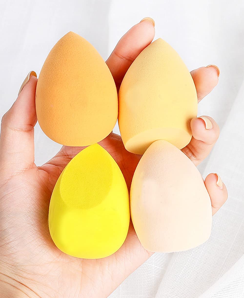 Professional Makeup Sponges Set for Dry & Wet Use - Foundation Blending Sponge for Concealer, Blush & Powder - Multi-Color Beauty Blender Sponges (4pcs) - Perfect for Everyday Makeup, Contouring & Airbrush Finish