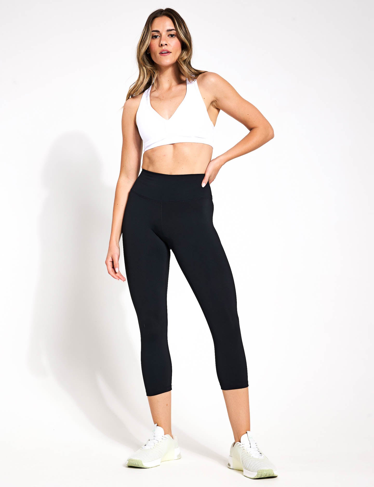 High Waisted Crop Leggings for Women - Black Workout Yoga Pants - Perfect for Gym, Running & Lounge Wear