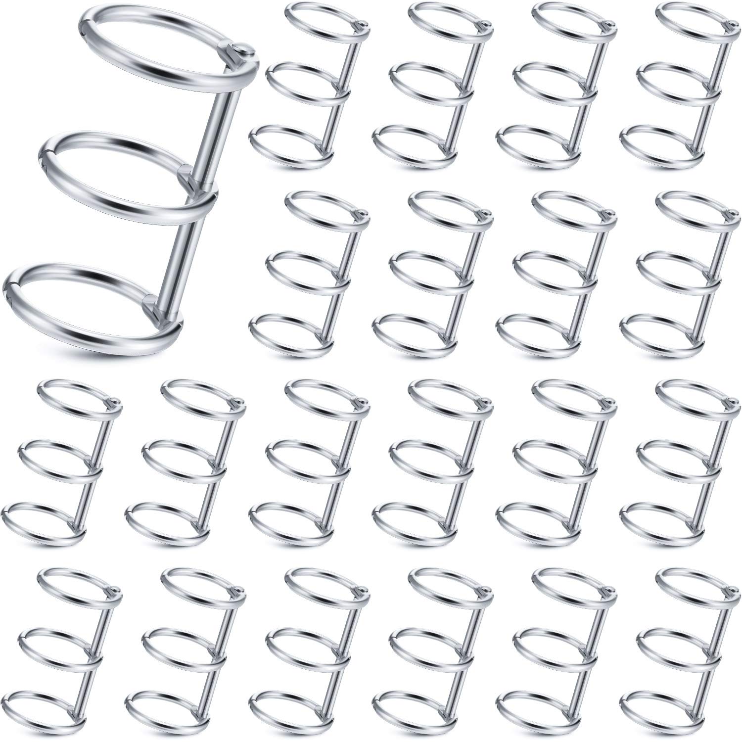 20-Piece 3-Ring Metal Loose Leaf Binder Rings - 20mm Inner Diameter Snap Split Hinged Book Rings for DIY Projects, Travel Journals, Photo Albums, Document Binding - Silver (Perfect for Office, School & Craft Organization)