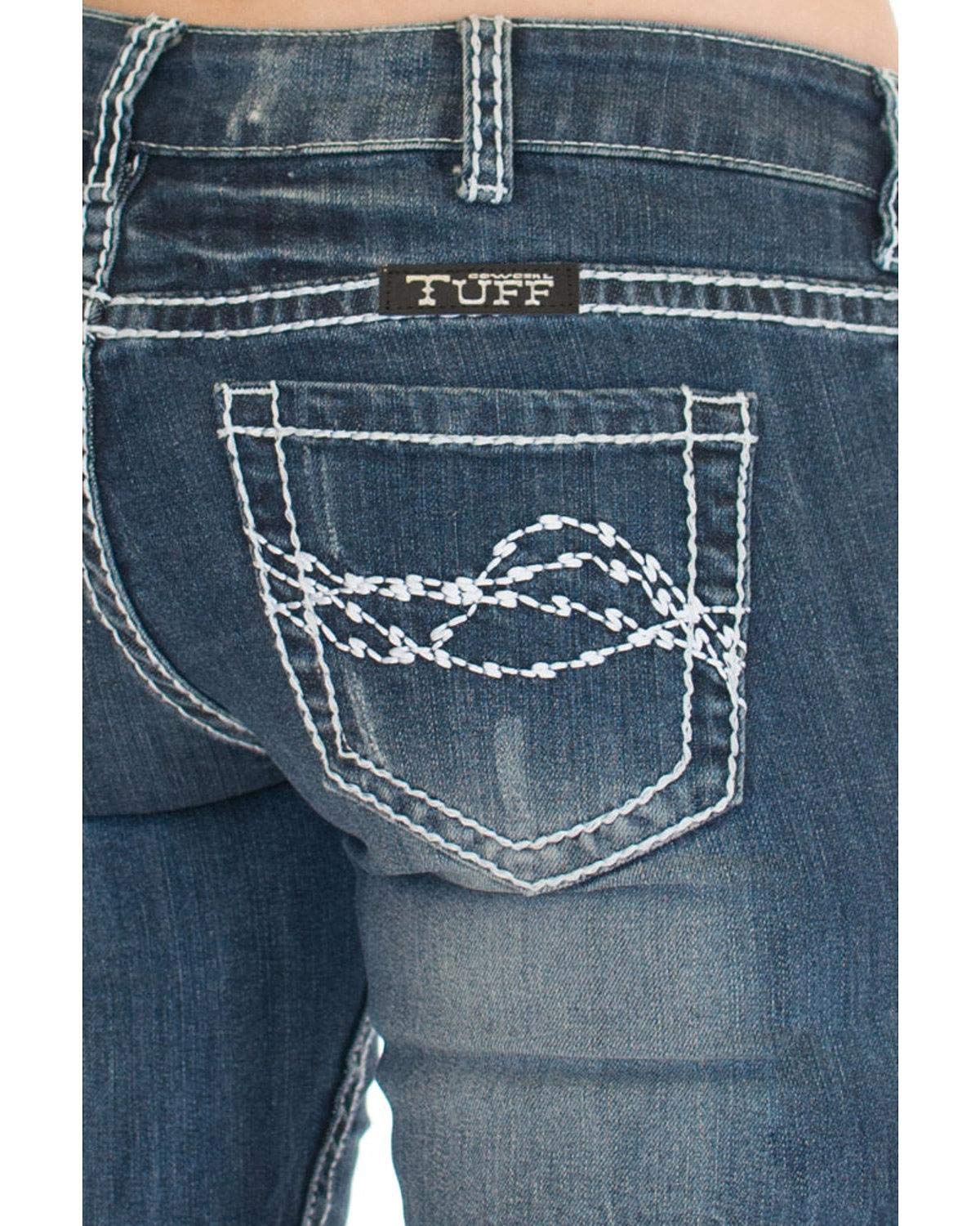 Cowgirl Tuff Women's Bootcut Jeans - Stylish Distressed Denim Pants for Western Fashion | Perfect for Rodeo, Country Concerts & Everyday Wear