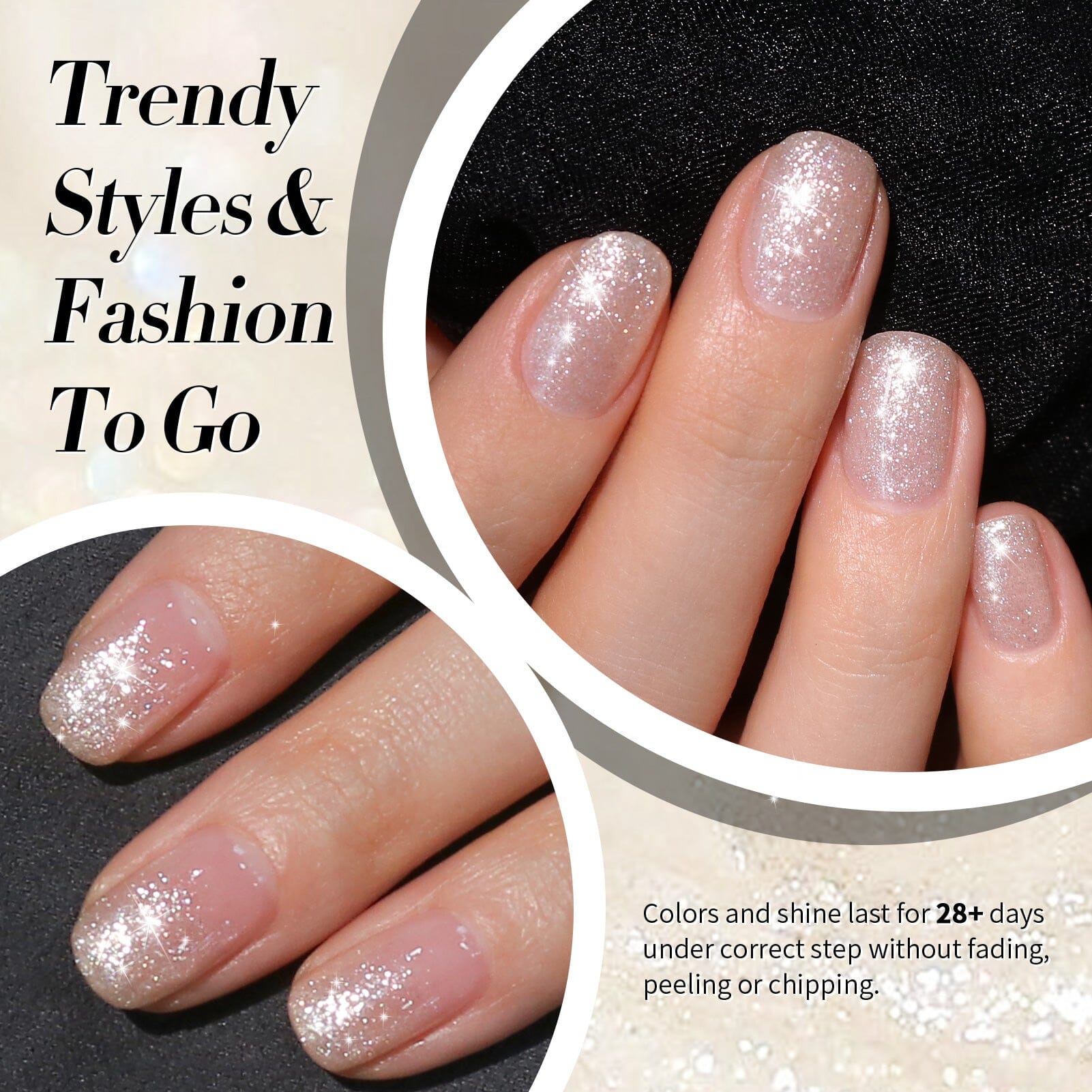 White Shimmer Glitter Gel Polish 15ml - Long Lasting Nail Polish for Manicures & Pedicures - Perfect for Parties, Weddings & Special Occasions