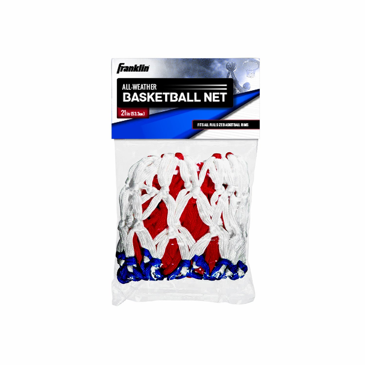 Franklin Sports Basketball Net - Heavy Duty All-Weather Nylon Hoop Accessory for Indoor/Outdoor Courts - Red, White & Blue - Perfect for Driveway, Park & Backyard Basketball Games