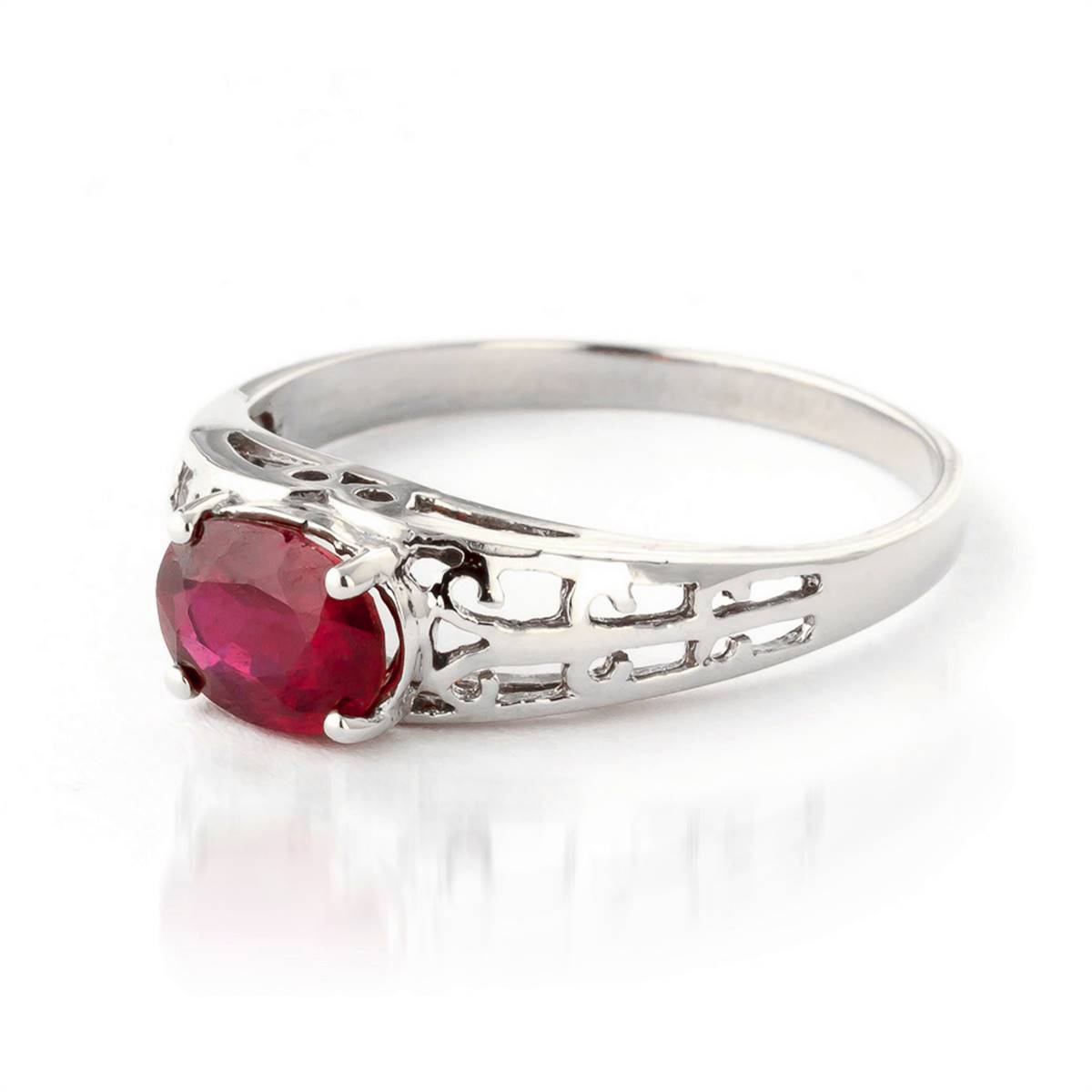1.15 Carat 14K Solid White Gold Filigree Ring with Natural Ruby - Elegant Vintage Jewelry for Women, Perfect for Engagement, Anniversary & Special Occasion Gifts