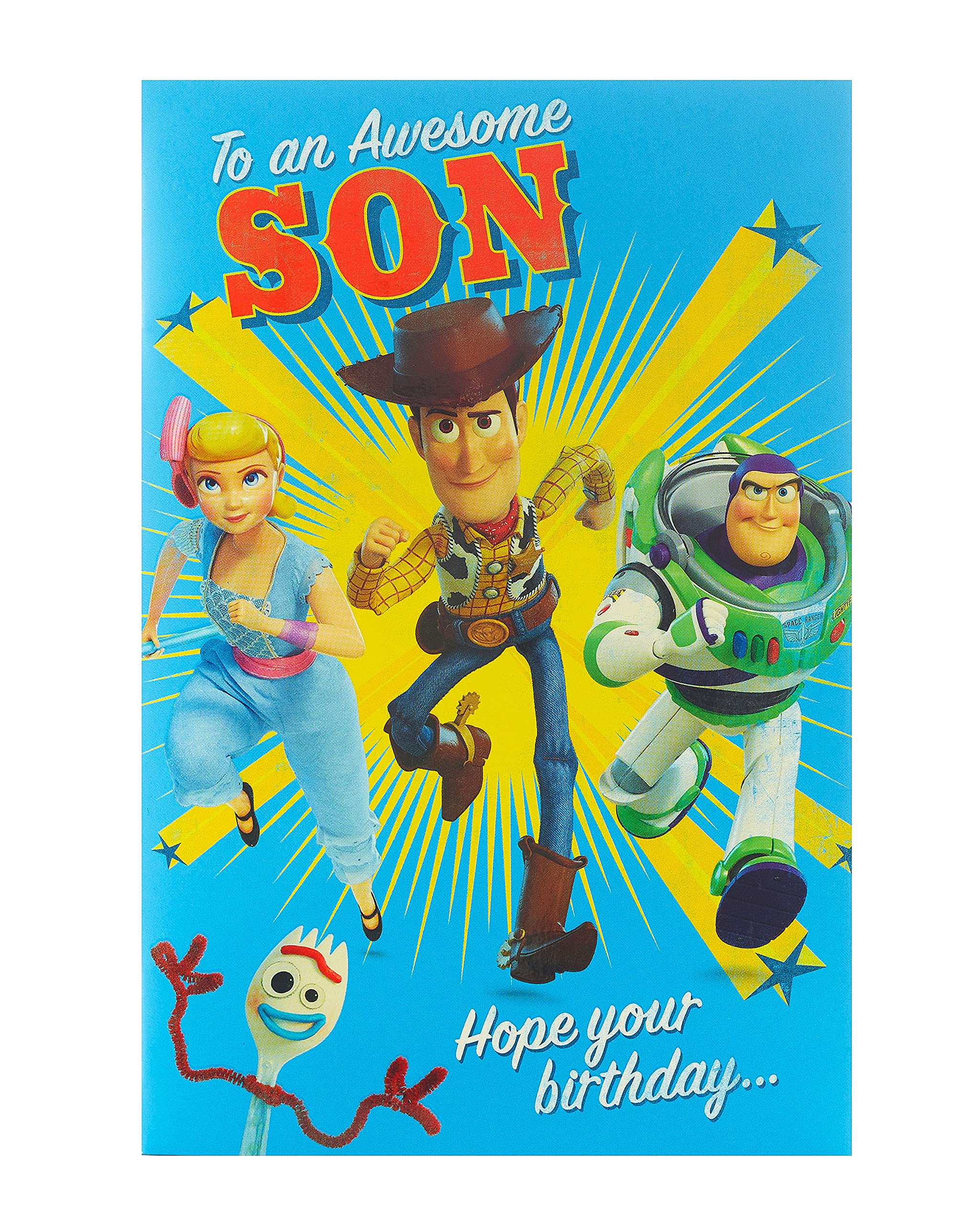 Toy Story 4 Birthday Card for Son - Disney Themed Kids Greeting Card with Gift Card Holder - Perfect for Son's Birthday, Disney Fans & Toy Story Lovers