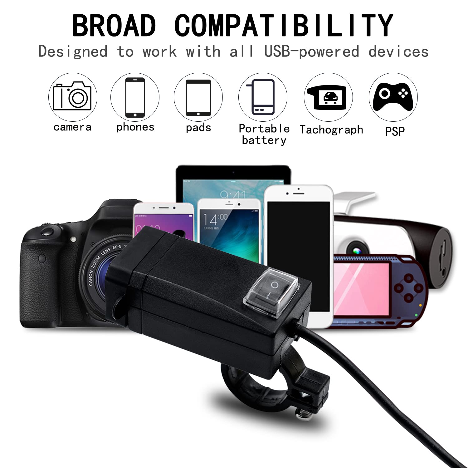 Waterproof Motorcycle Phone Charger with Dual QC 3.0 USB Ports & On/Off Switch - Fast Charging for Smartphones, Tablets, GPS Devices - Perfect for Motorcycle Rides, Road Trips & Outdoor Adventures