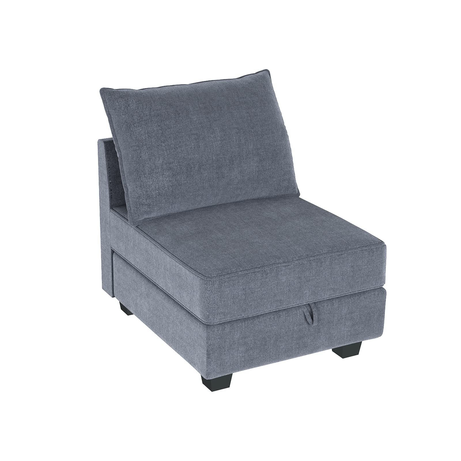 HONBAY Modern Modular Sofa Sectional - Customizable Fabric Middle Module, Armless Chair in Bluish Grey | Perfect for Living Room, Lounge & Home Theater Seating
