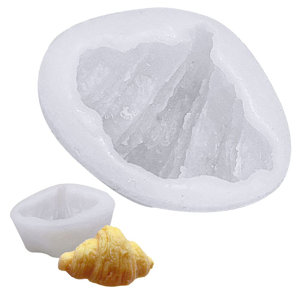 3D Croissant Silicone Mold for Candle & Soap Making - DIY Wax Bread Candle Molds, Realistic Pastry Shaped Baking Supplies for Home Decor, Wedding Favors, and Craft Projects