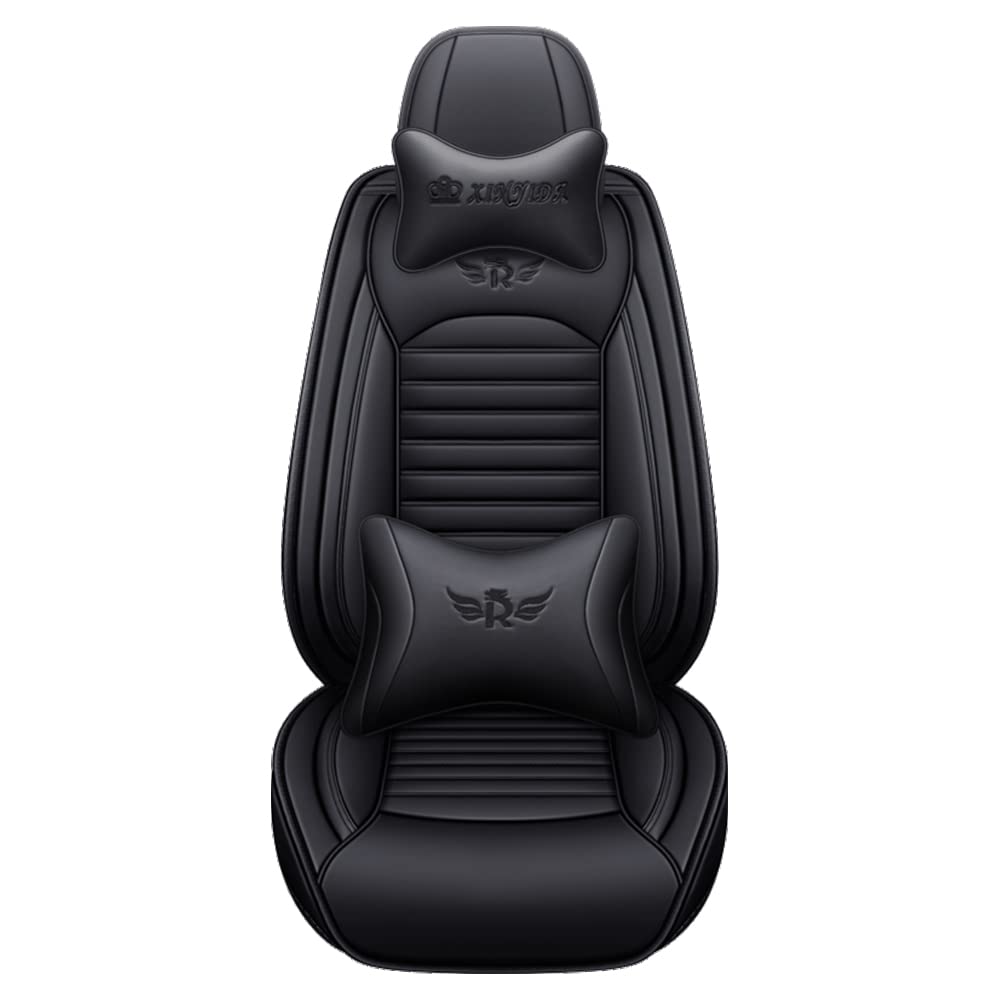 Premium PU Leather Car Seat Covers for Infiniti Q45 (2000-2006) - 5-Piece Set with Headrest & Lumbar Support Pillows, Non-Slip Waterproof Vehicle Seat Protectors - All Black - Perfect for Daily Commuting, Road Trips & Family Protection