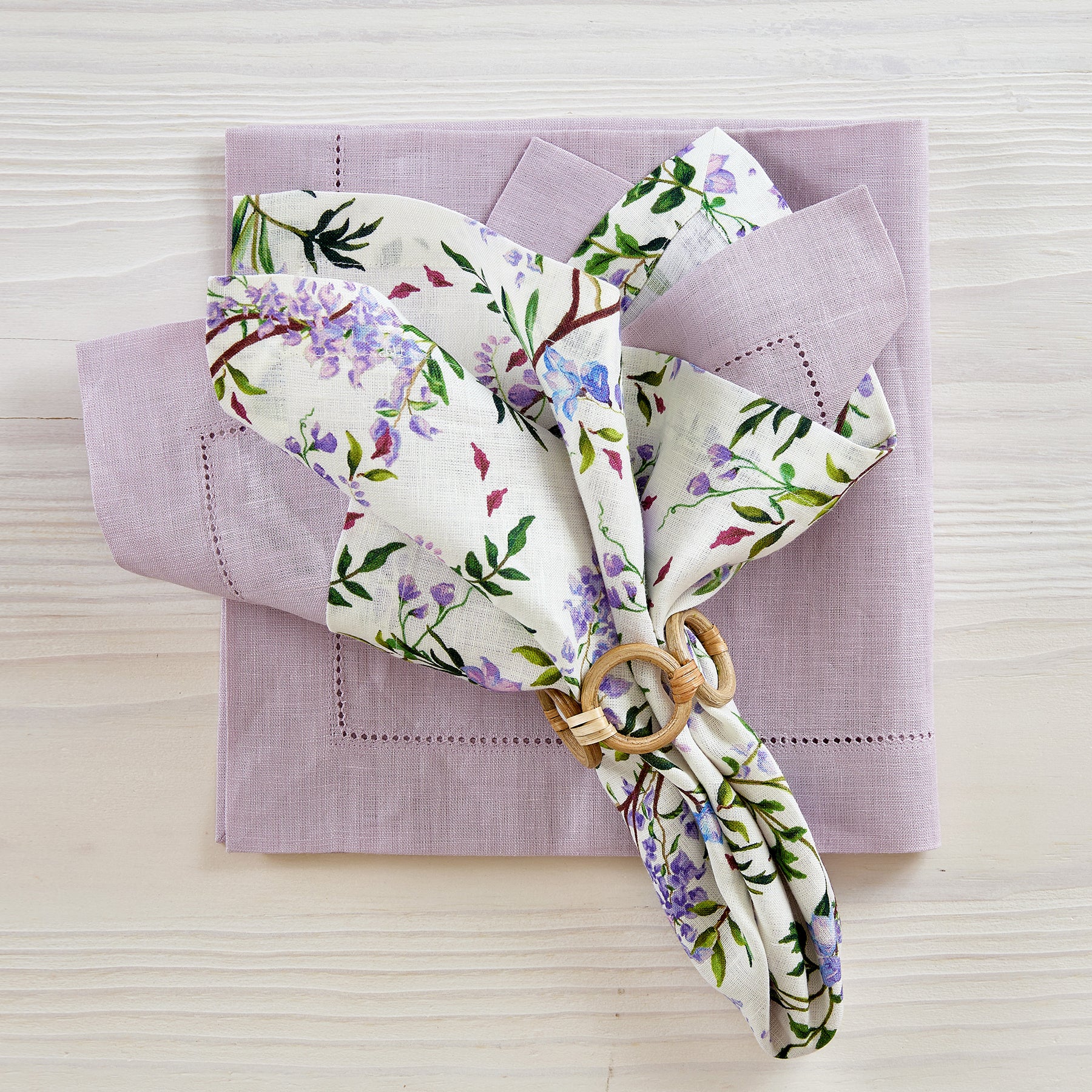 Lilac Floral Printed Napkins - Set of 4 Premium Cotton Dinner Napkins for Elegant Dining, Parties & Home Decor