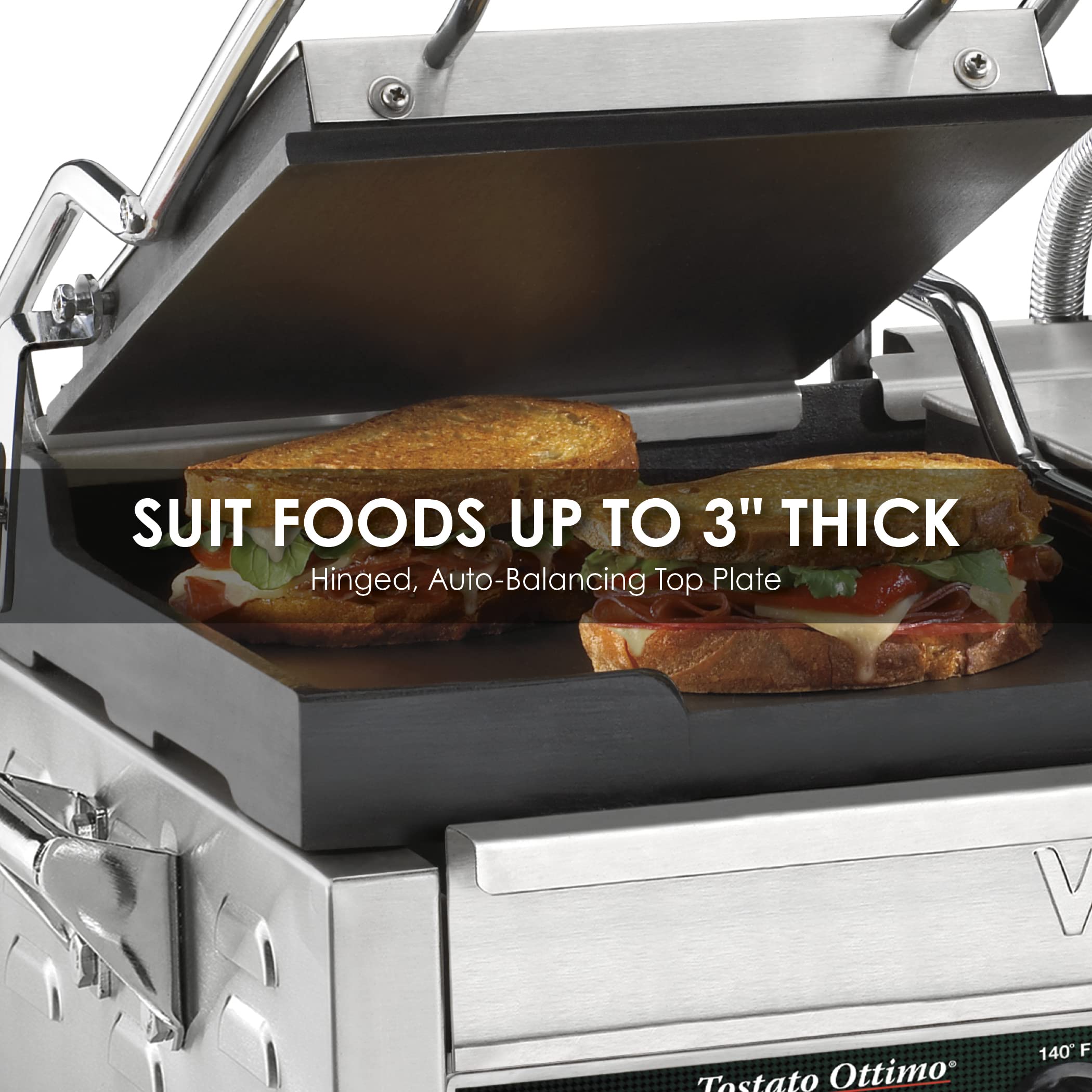 Waring Commercial WFG300T Dual Flat Panini Grill with Timer - 240V Professional Sandwich Press for Restaurants, Cafes & Home Kitchens - Perfect for Paninis, Burgers & Grilled Cheese