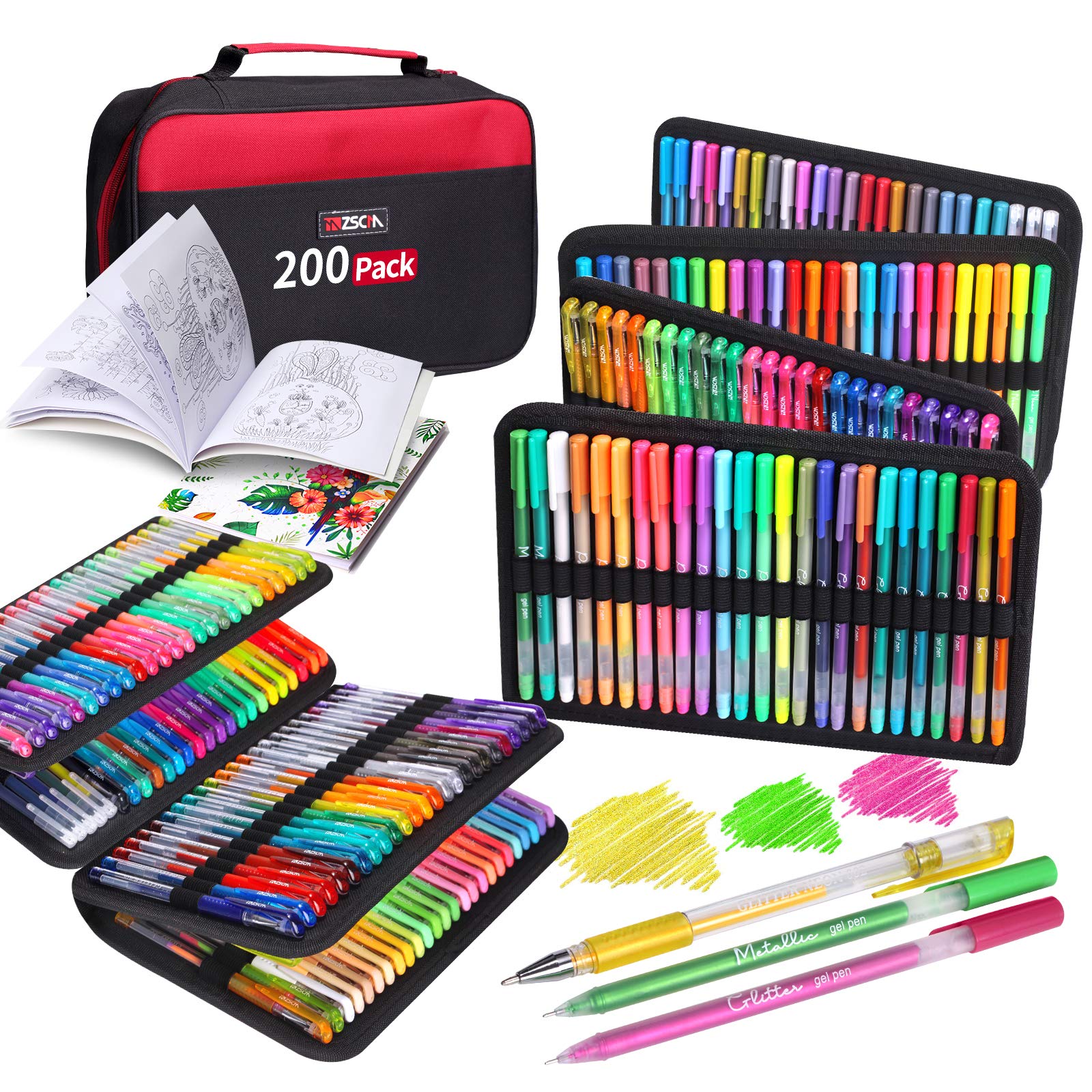 200 Colors Gel Pens Set - 128 Glitter Neon & 72 Fine Tip Fineliners for Drawing, Doodling, Journaling | Perfect Art Supplies for Kids, Adults & Artists | Ideal for Coloring Books, Bullet Journals, Scrapbooking & DIY Crafts