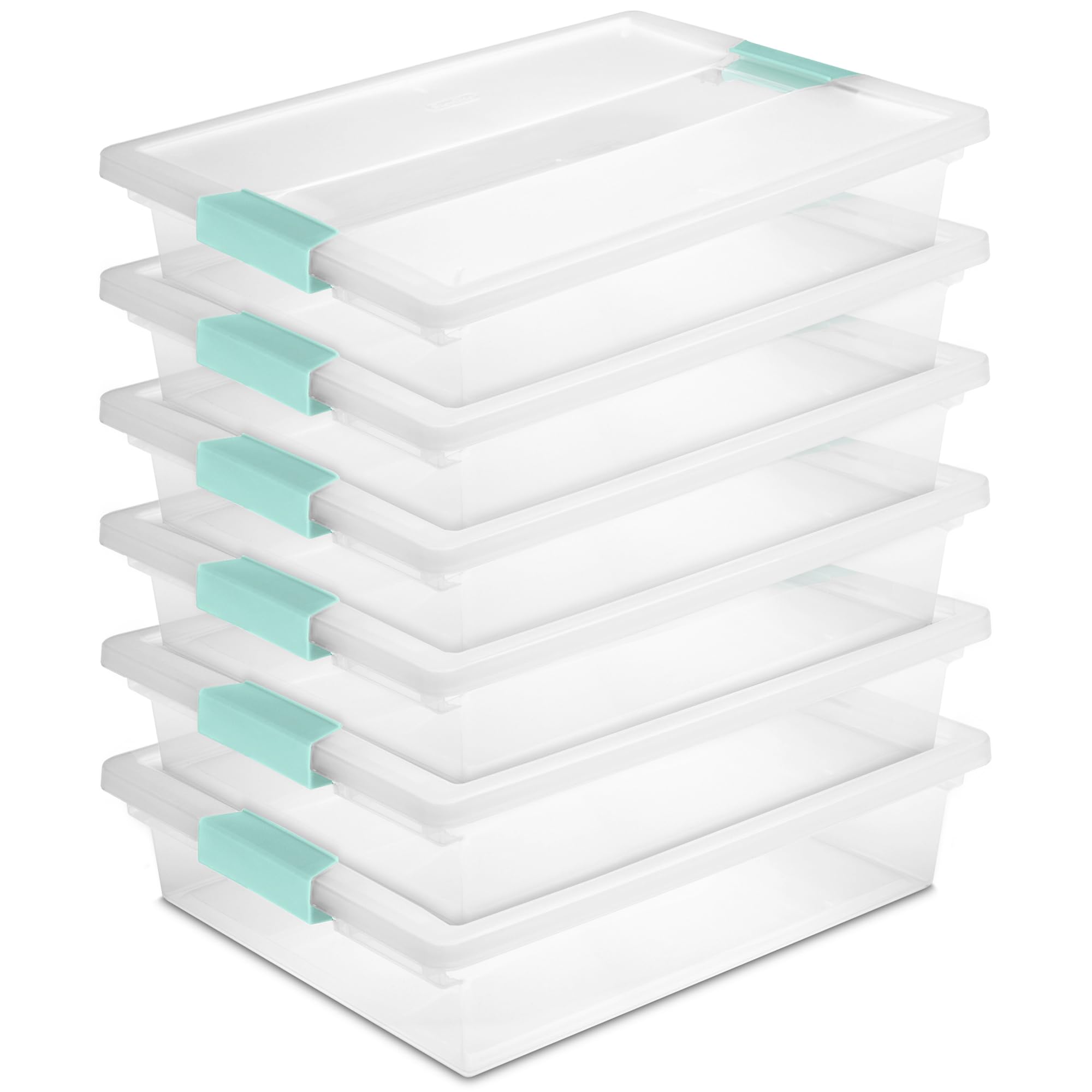 Sterilite 6-Pack Clear Plastic Storage Box with Secure Clip Lid - Organize Crafts, Office Supplies & Household Items - Perfect for Home, Office & School Organization