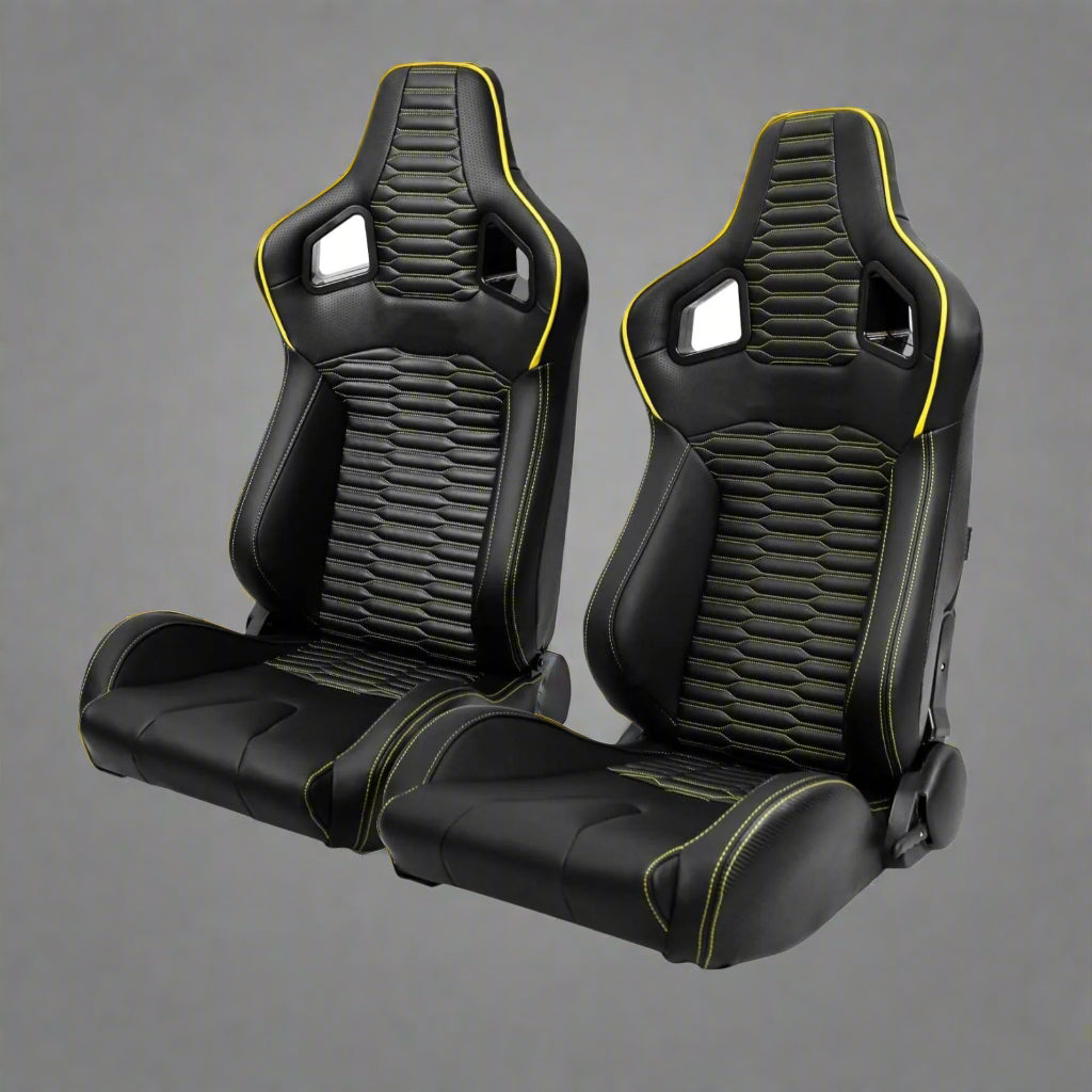 2PCS Universal Adjustable Racing Seats - PVC Leather Bucket Style for Cars & Trucks | High-Performance Sports Car & Off-Road Vehicle Seats | Perfect for Racing, Drifting & Daily Driving