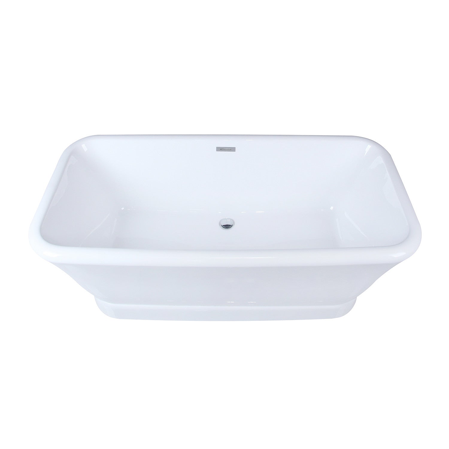 Aqua Eden VTDE713524WA 71 Inch White Acrylic Oval Rectangular Double-Ended Pedestal Bathtub with Drain - No Faucet Drillings - Glossy Finish for Luxury Bathroom & Spa Relaxation