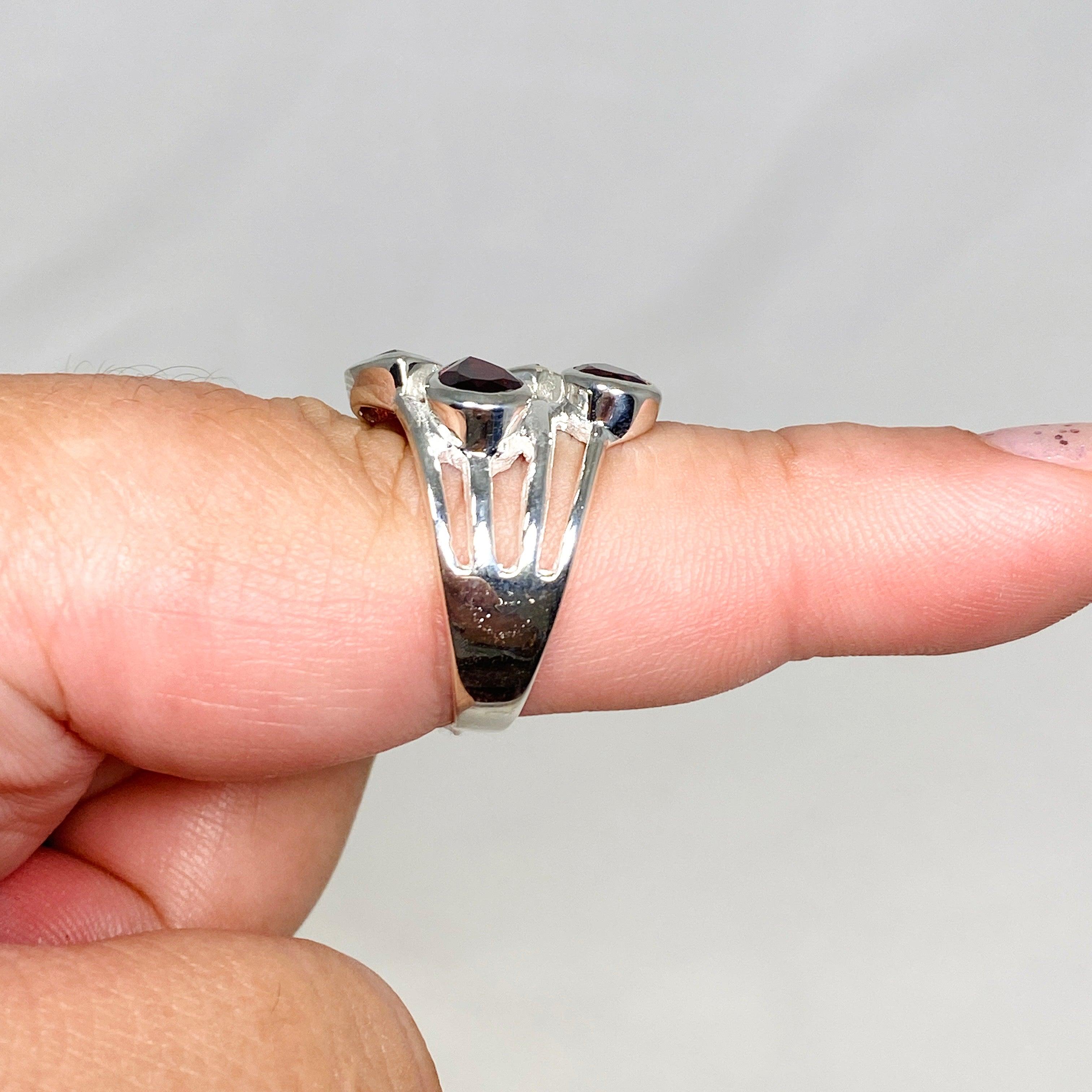 Garnet Multi-Stone Faceted Teardrop Ring R3815 - Elegant Jewelry for Women, Perfect for Weddings, Parties & Special Occasions