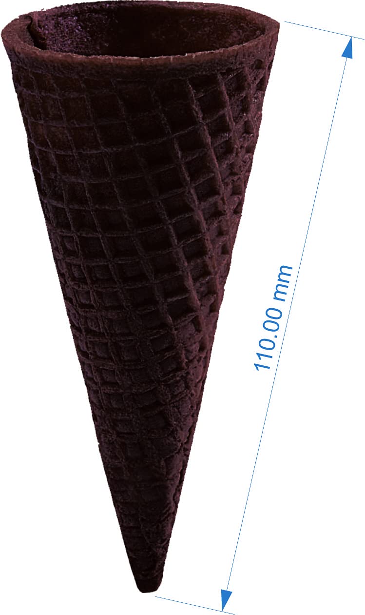 The Cone Company - Chocolate Wafer Cones (110mm Flat Top, 10 Pack) - Perfect for Ice Cream, Desserts & Party Treats
