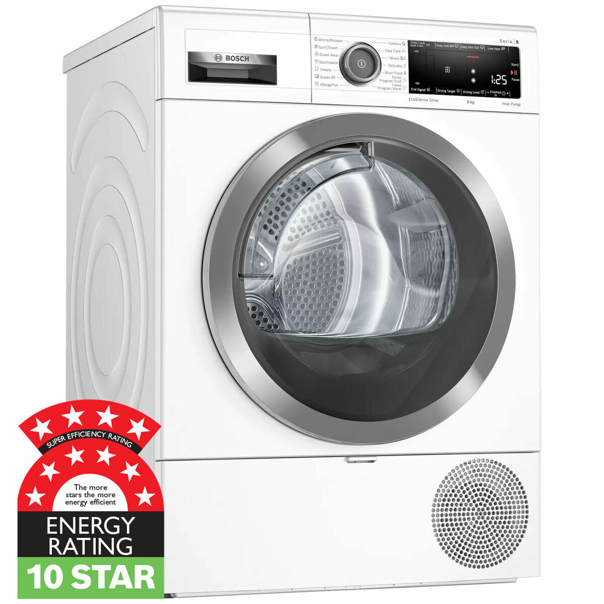 Bosch Series 8 8kg Heat Pump Dryer WTX88M20AU - Energy Efficient Laundry Solution for Home & Apartment Use