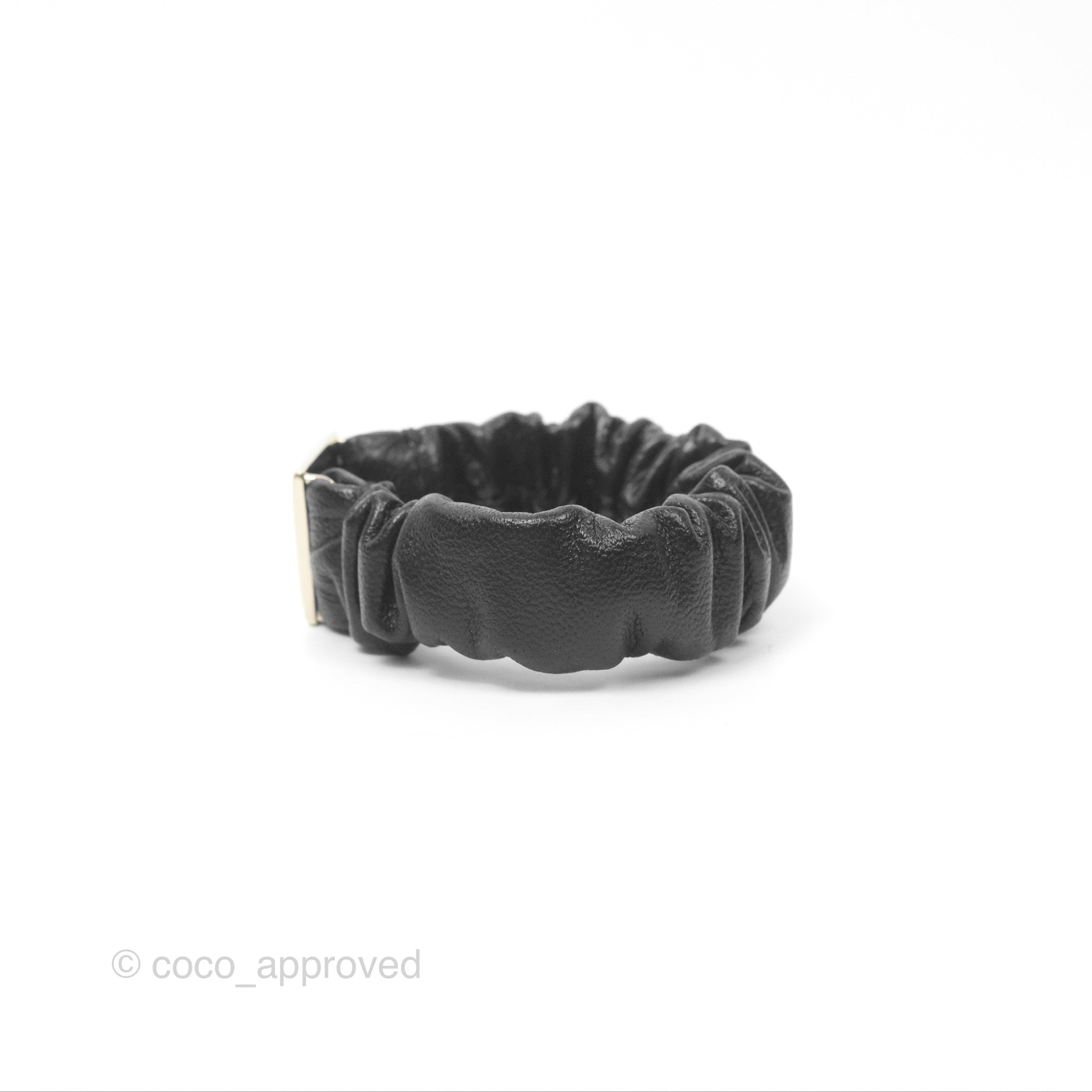 Chanel CC Logo Black Leather Hair Clip with Gold Tone Hardware - Elegant Hair Accessory for Women, Perfect for Parties, Weddings & Everyday Wear