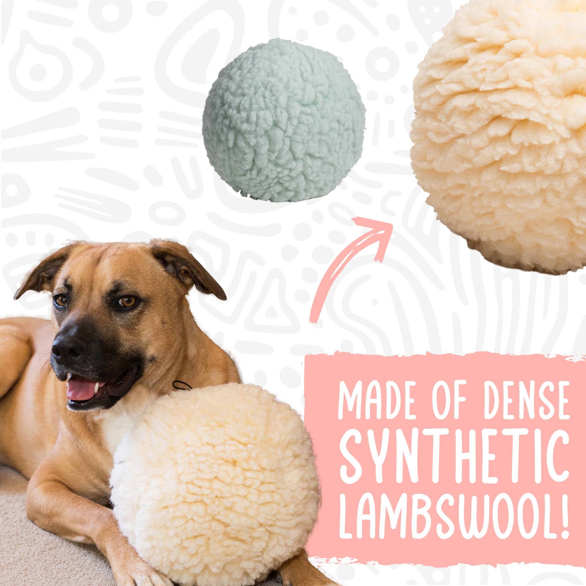 HuggleHounds Durable Fleece Ball Plush Dog Toy for Aggressive Chewers - Large Breed Tough Chew Toy with Squeaker - Soft Yet Strong Stuffed Puppy Toy for All Dogs | Perfect for Playtime, Training & Cuddling - Fluffy Hugglefleece Chew Ball (Large Size)