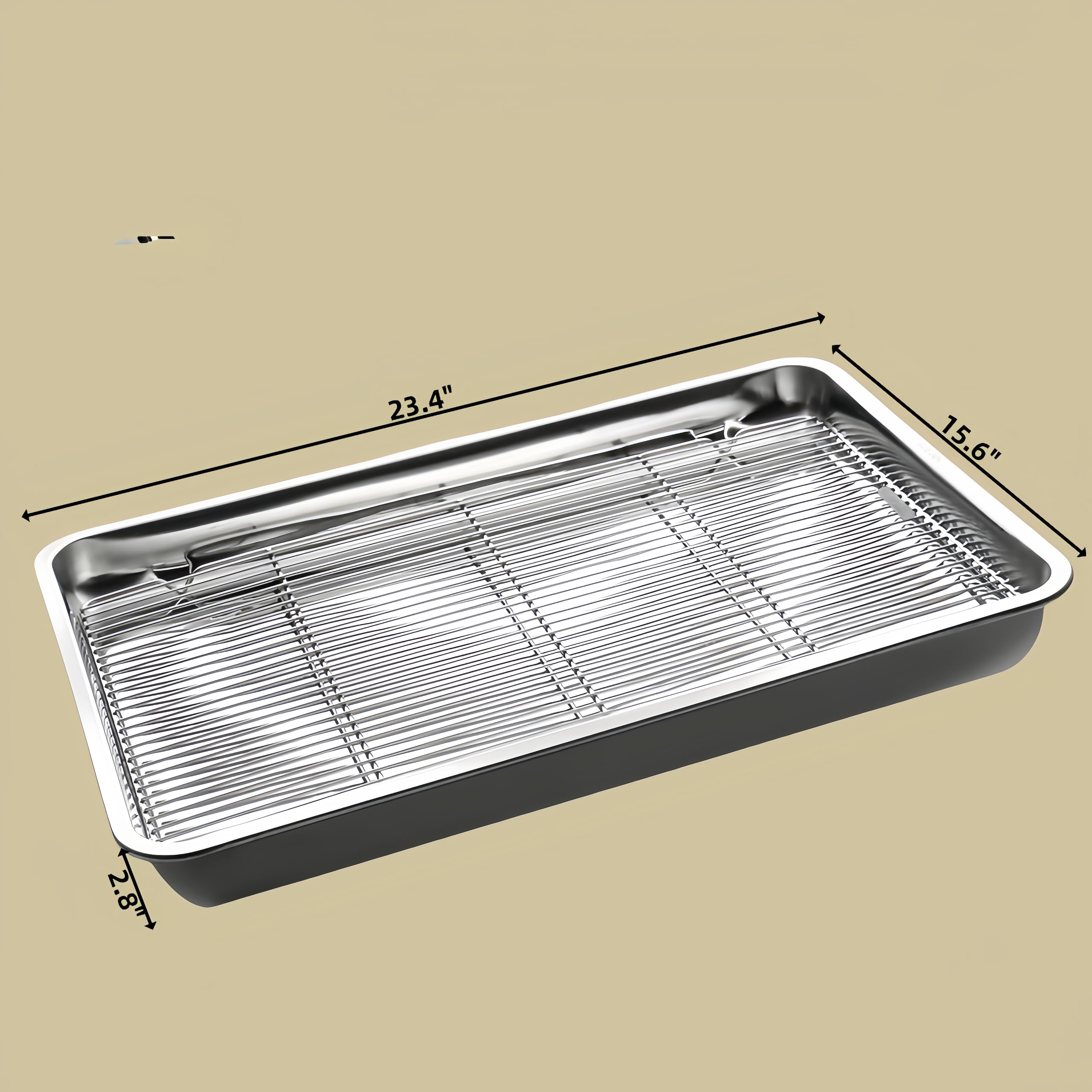 Premium Heavy Duty Stainless Steel Roasting Pan for Turkey, Chicken & Meat - 23.4