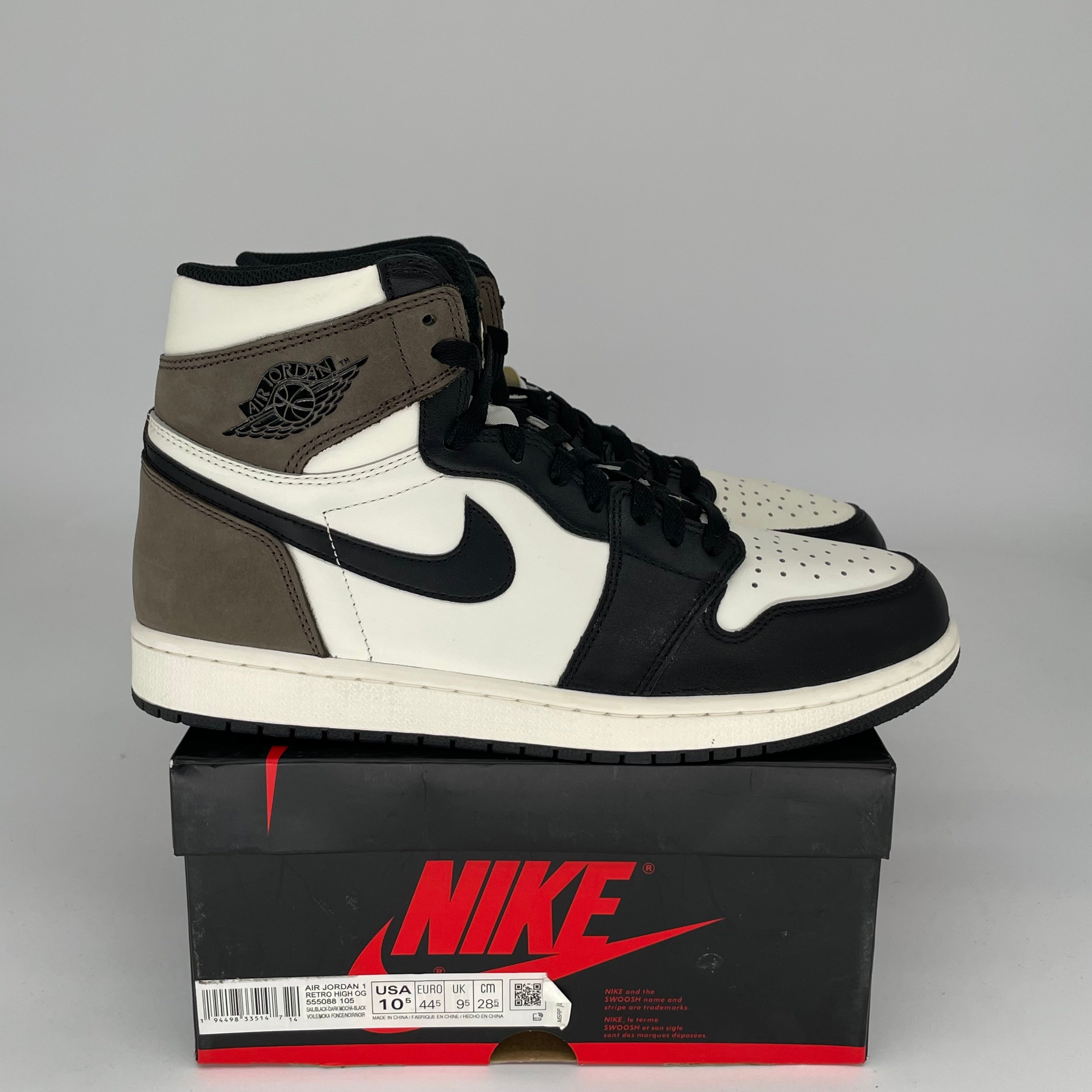 Original Air Jordan 1 Retro High OG 'Dark Mocha' Men's Size 10.5 Sneakers 555088-105 - Perfect for Streetwear & Basketball Fashion