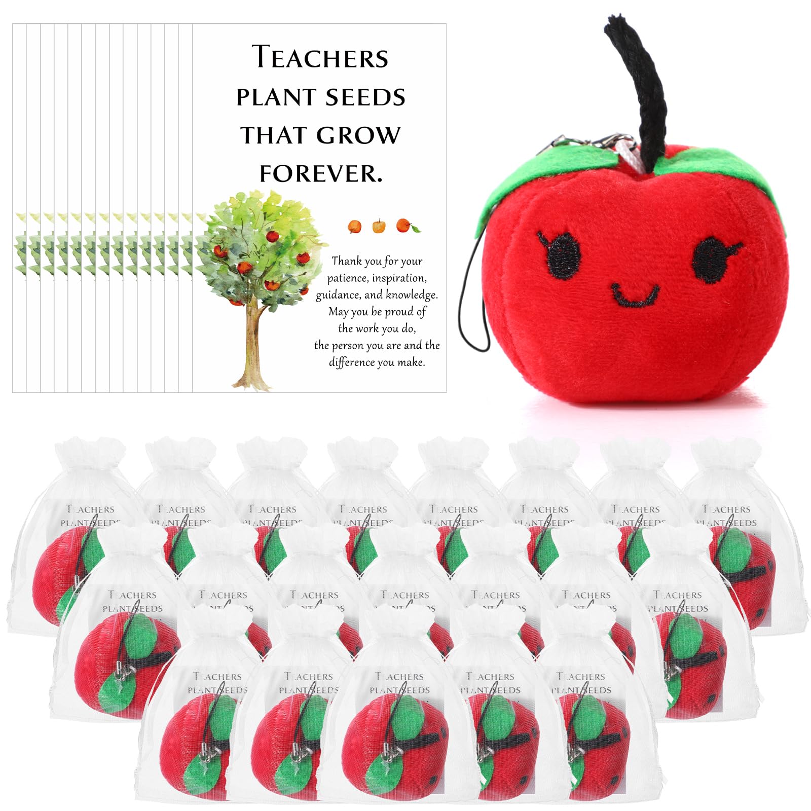 Cute Fruit Plush Keychains Set - Perfect Teacher Appreciation Week Gifts, Classroom Rewards, Student Incentives & Back to School Supplies (6-Piece)