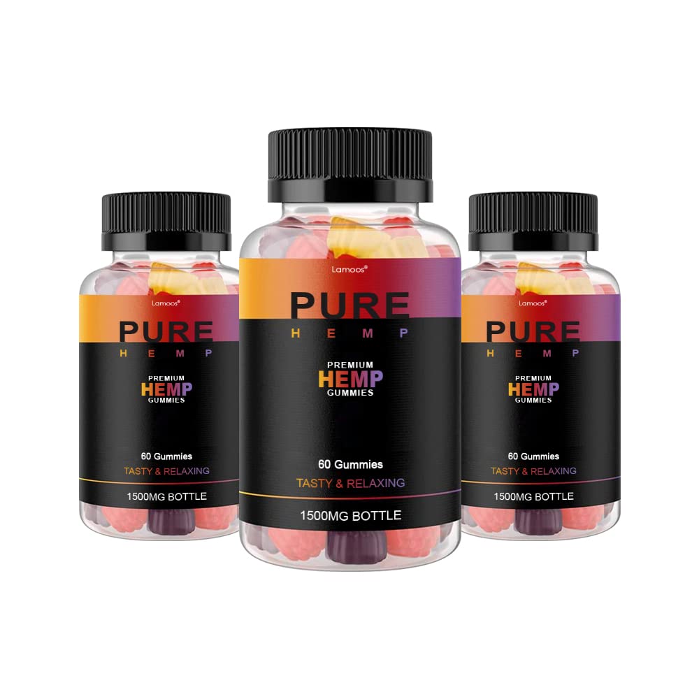 Pure Hemp Gummies 3 Pack - Natural Stress Relief & Sleep Aid - Vegan CBD Edibles for Relaxation & Wellness - Perfect for Nighttime, Travel & Daily Calm