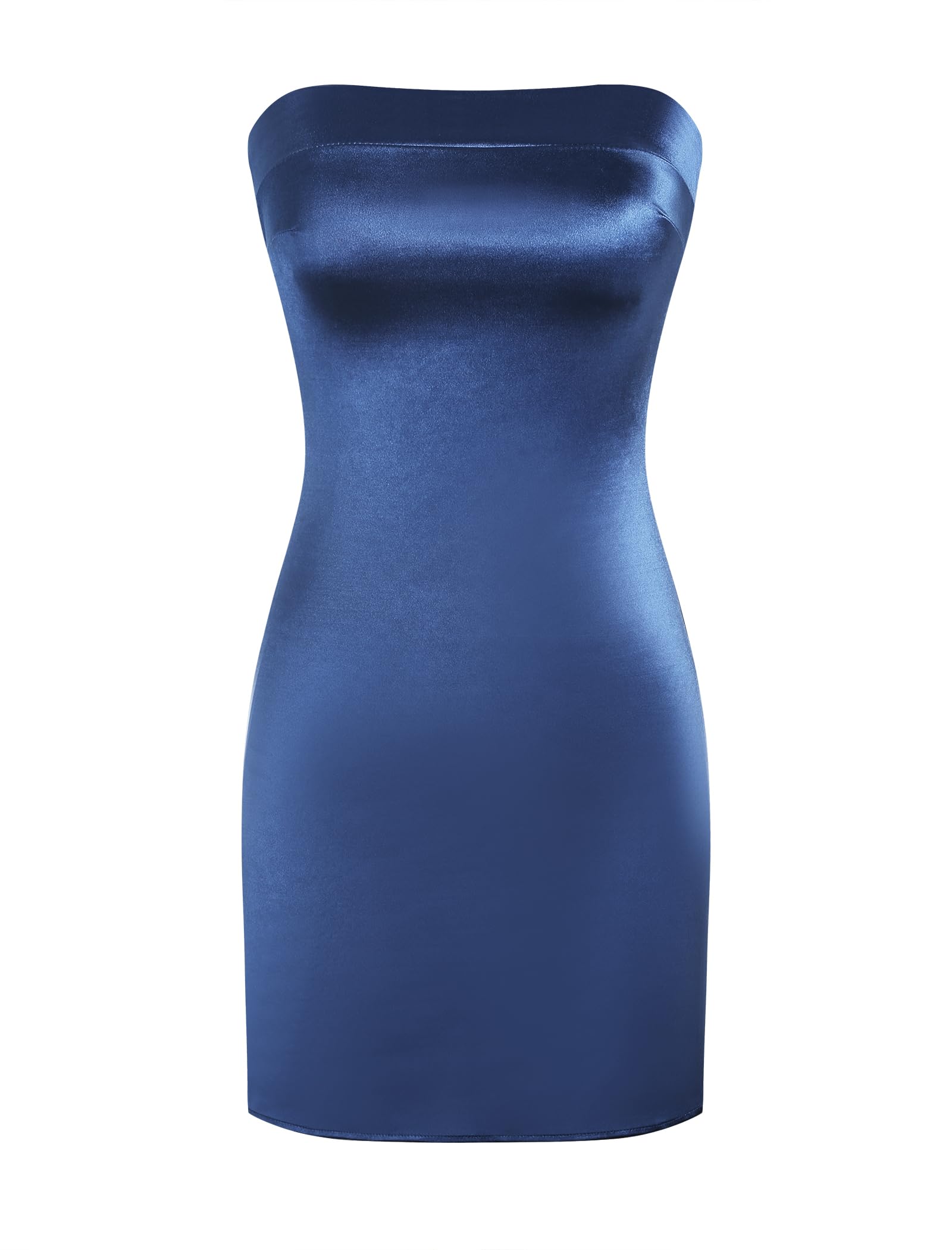 ZAFUL Women's Satin Mini Dress - Backless Bodycon Tube Dress for Wedding Guest & Cocktail Party | Elegant Silk Slip Dress for Night Out, Date Night, and Special Occasions
