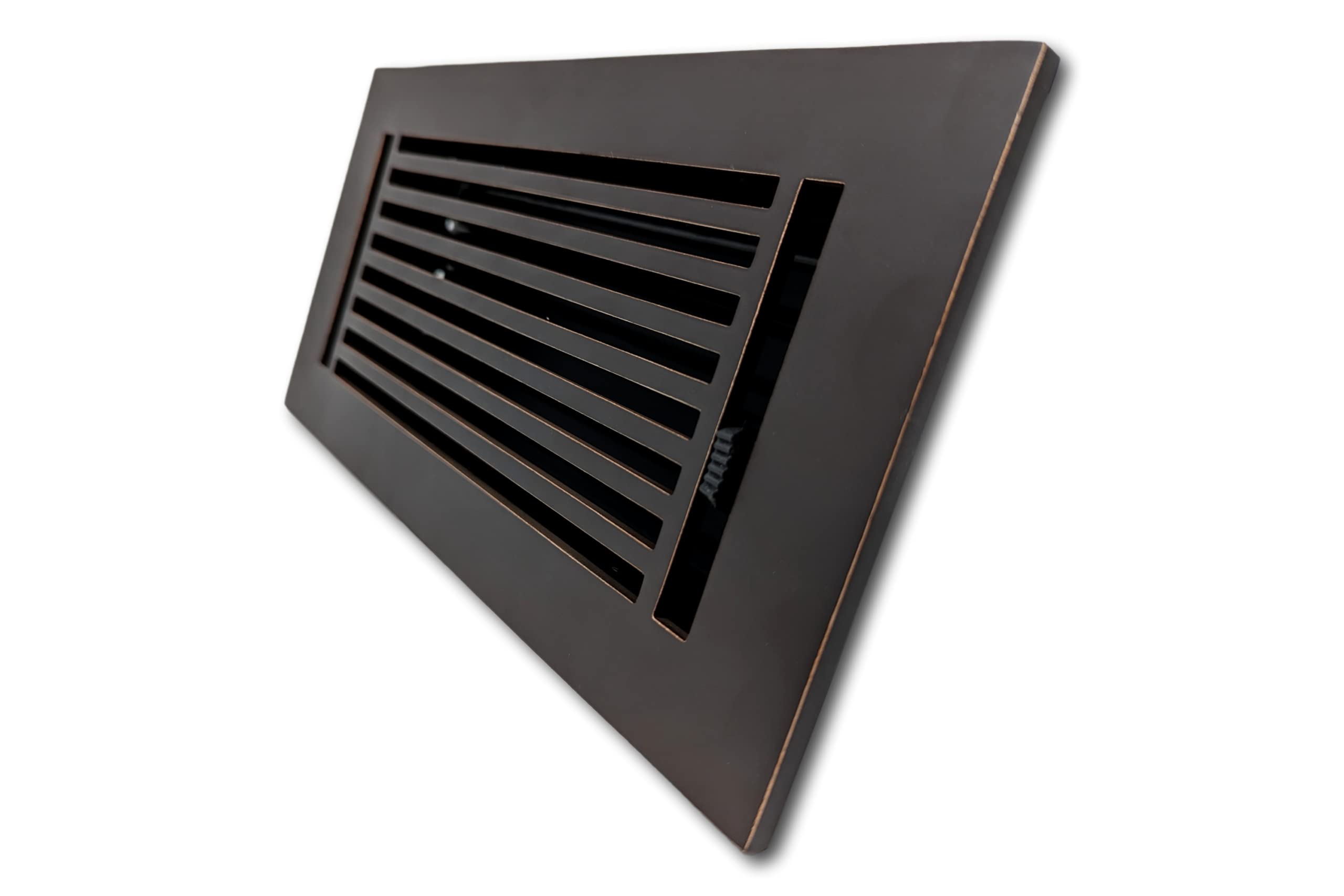 Madelyn Carter 4x10 Inch Cast Aluminum Linear Vent Cover with Adjustable Damper - Oxidized Bronze Finish (5.25x11.5 Inches) | Floor Register & Wall Register for HVAC Airflow Control | Perfect for Living Room, Bedroom, and Office Ventilation