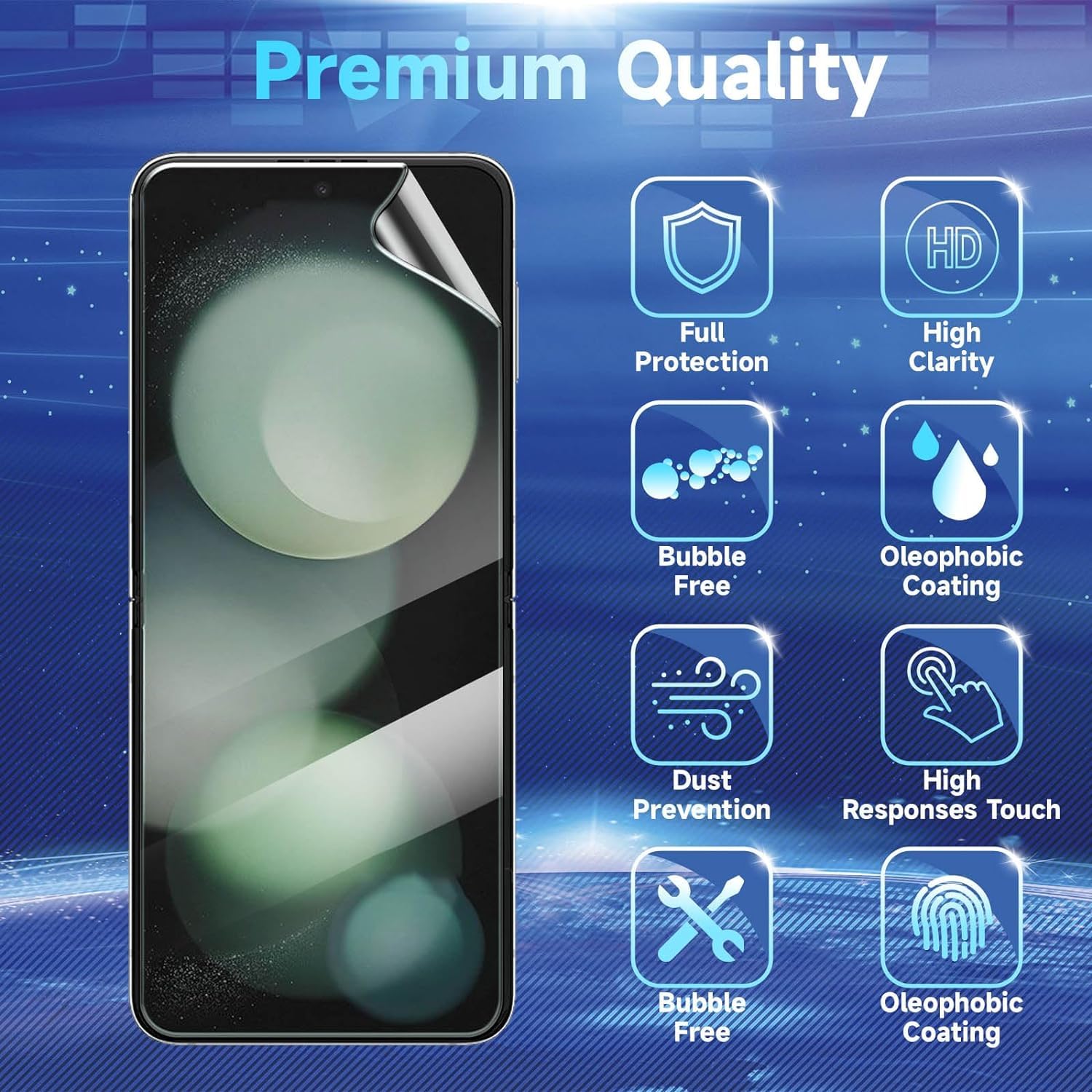 2-Pack 6-Piece Samsung Galaxy Z Flip 5 Screen Protector Set - Front TPU Film + Back Tempered Glass + Camera Lens Protector - HD Clear, Bubble-Free for Galaxy Z Flip 5G - Perfect for Daily Protection & Scratch Prevention