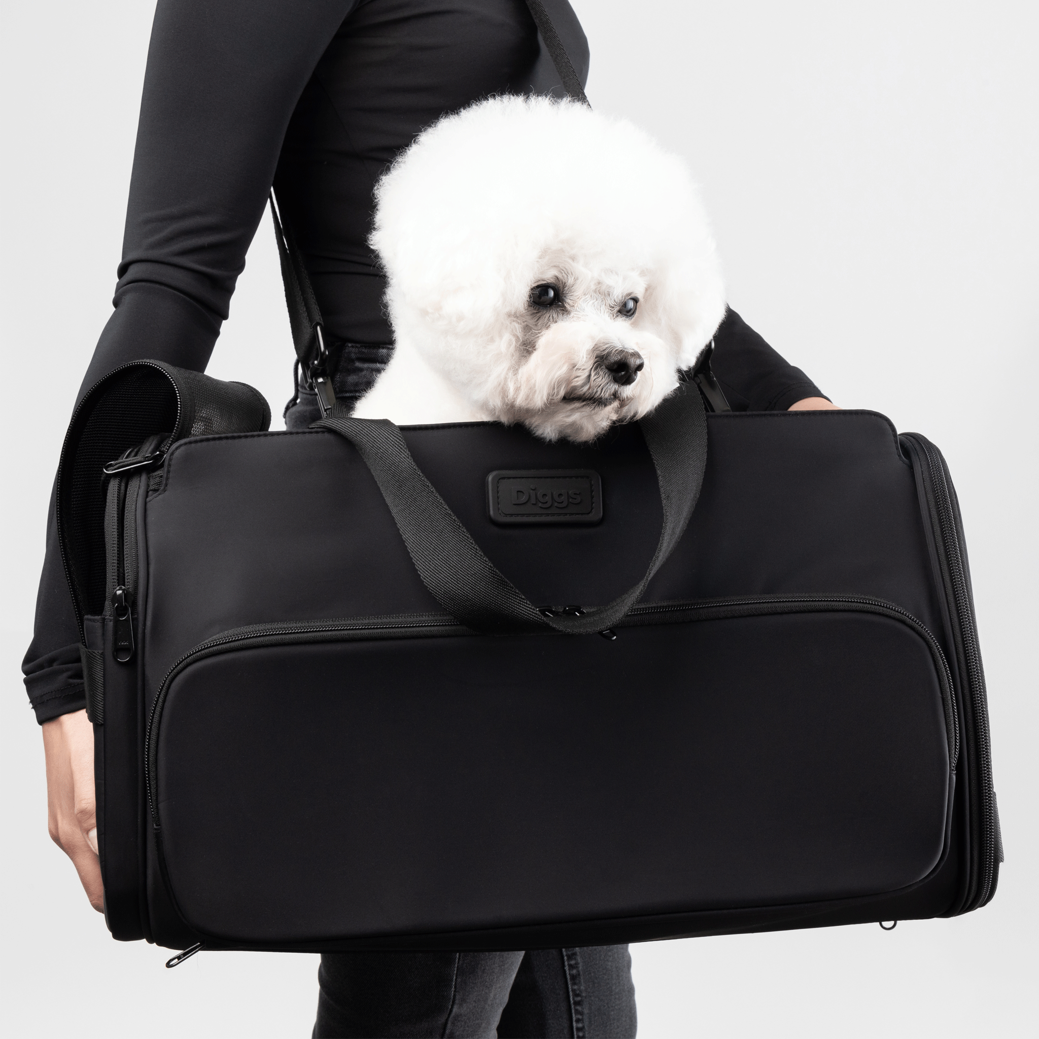 Diggs Passenger Travel Carrier for Dogs - Charcoal Pet Carrier for Airplane, Car & Travel | Safe & Comfortable Pet Transport for Small to Medium Dogs