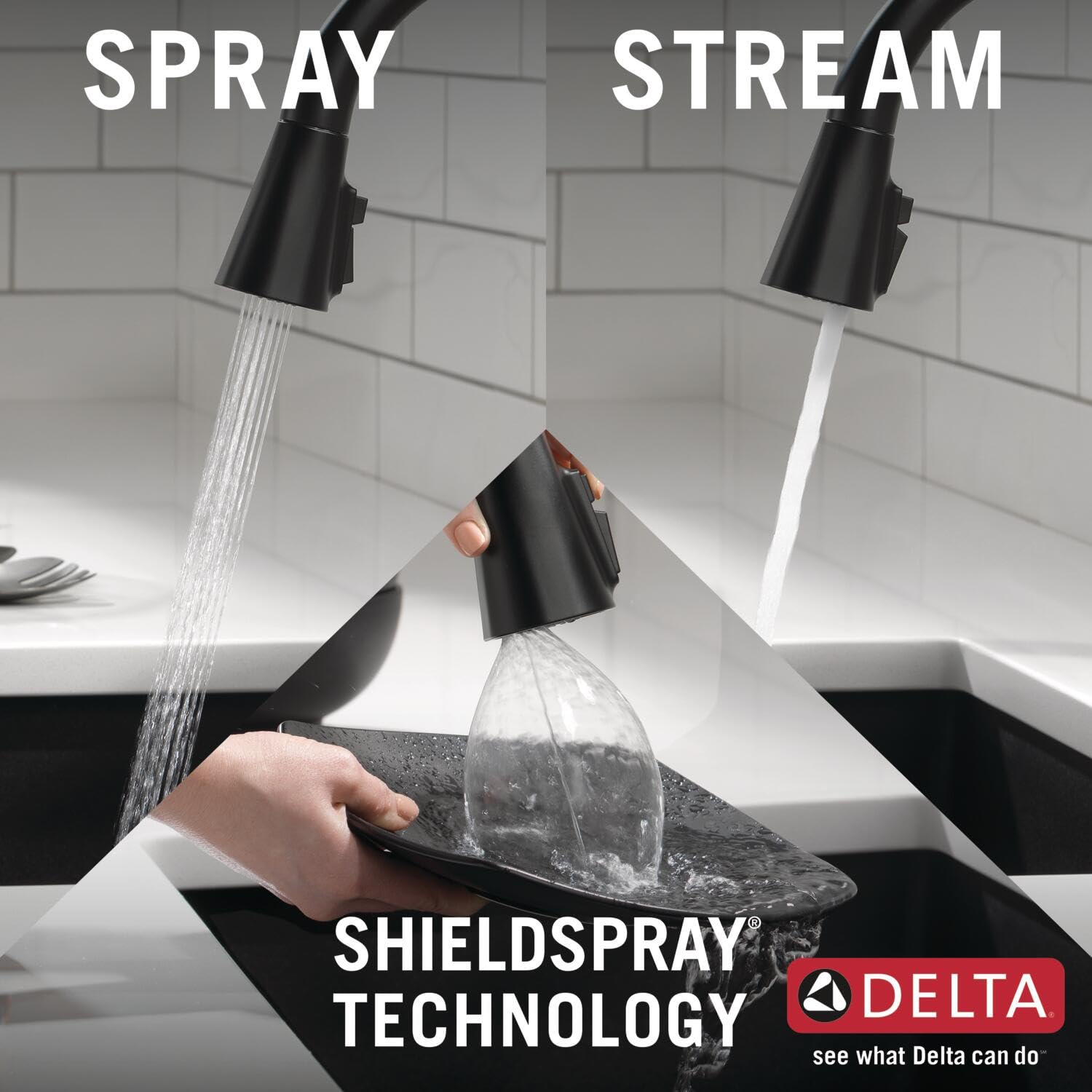 Delta 19802Z-BL-DST Matte Black Lenta Pull Down Kitchen Faucet with Magnetic Docking Spray Head & Soap Dispenser - Modern Kitchen Sink Faucet for Easy Dishwashing & Food Prep