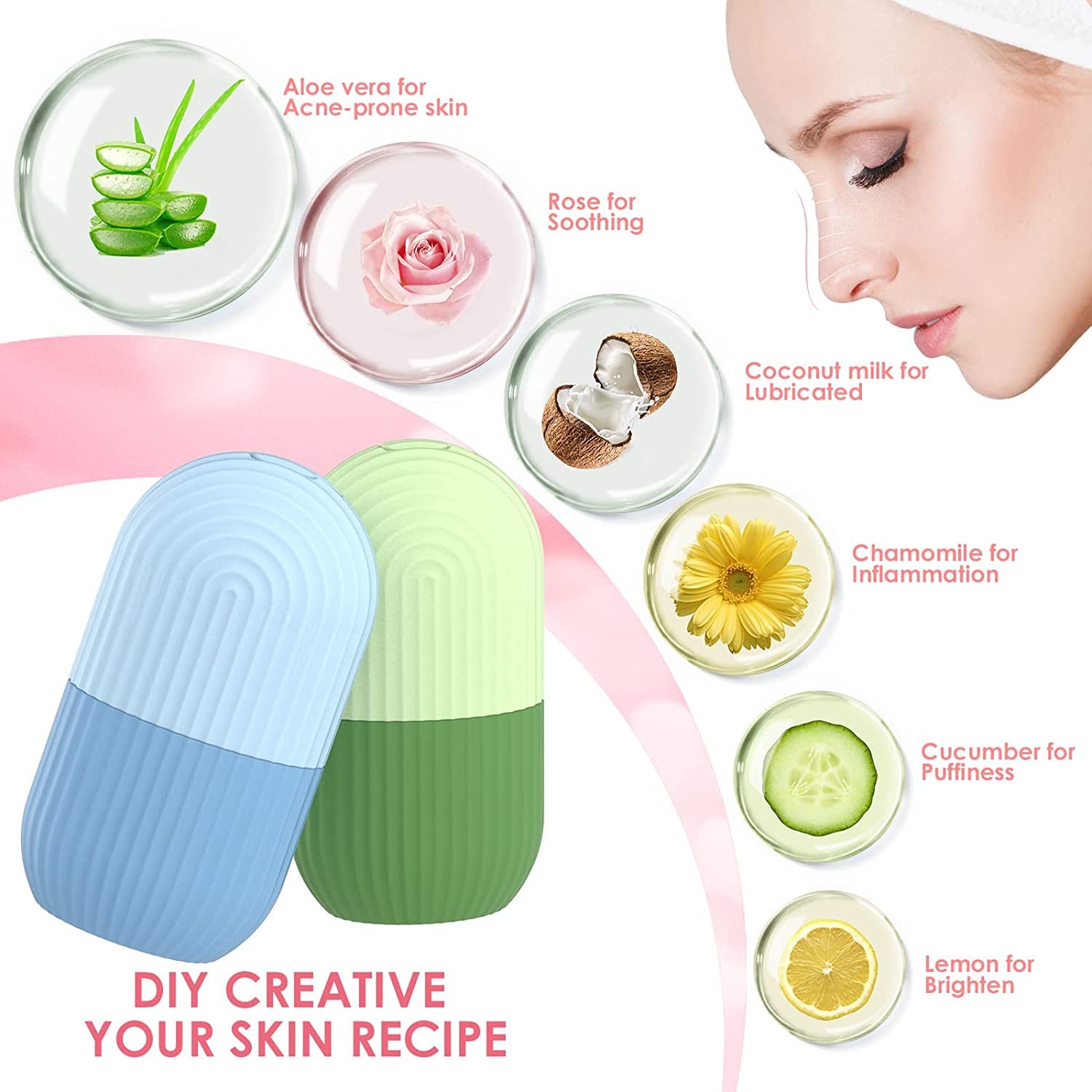 Ice Roller for Face & Body - Reusable Ice Globes Massager for Puffiness, Dark Circles & Skin Tightening - Cooling Therapy for Face, Neck & Eyes - Perfect for Morning Routine & Post-Workout Recovery