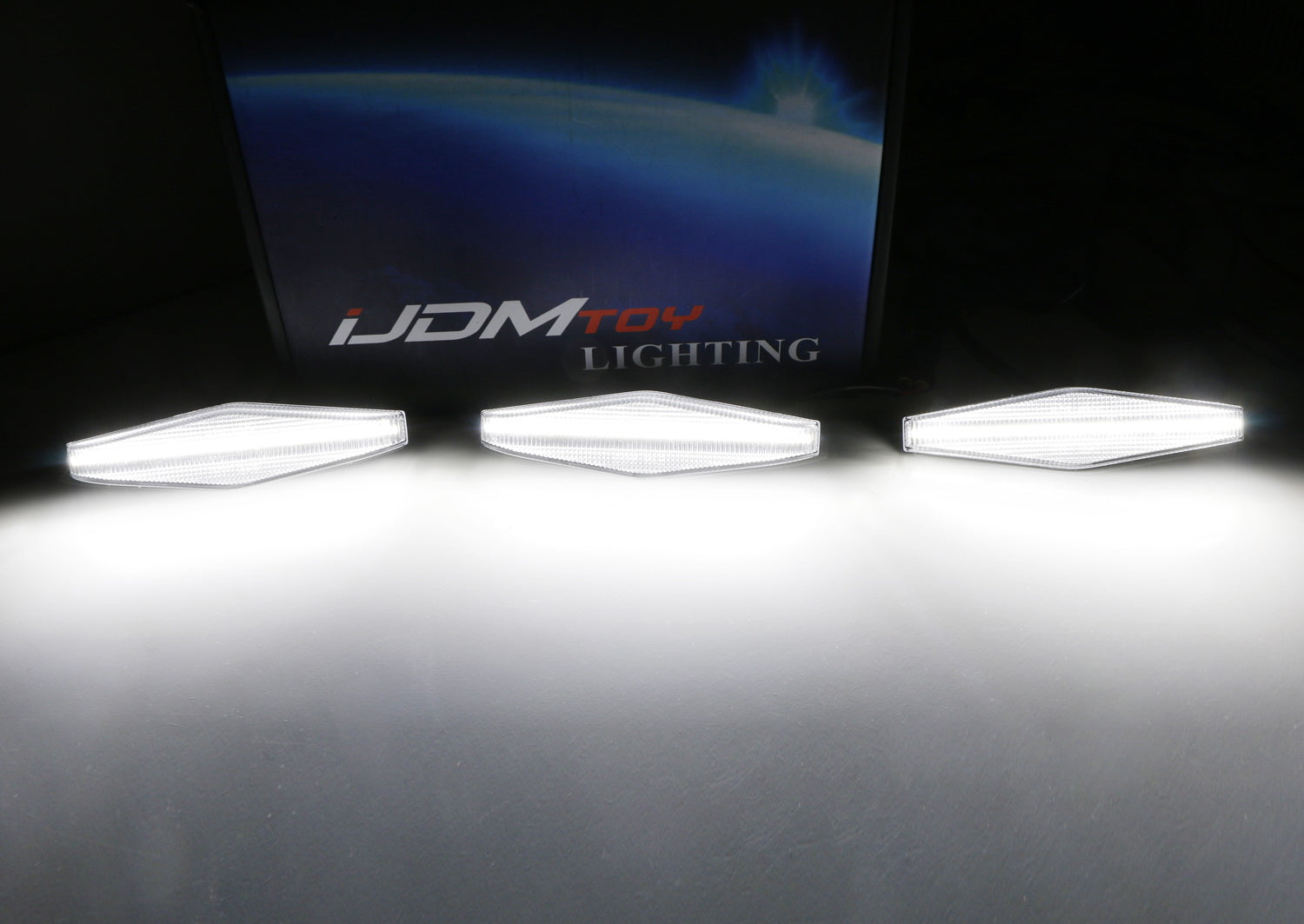 3pc Set Clear Lens White LED Front Grille Lighting Kit for 2014+ Toyota 4Runner - Off-Road Lighting Upgrade for Night Driving & Custom Car Styling