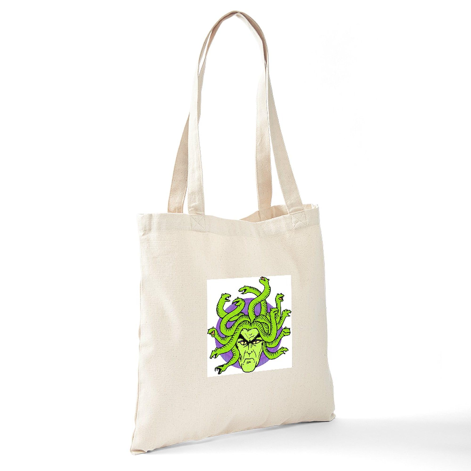 Gorgon Gothic Medusa Tote Bag - Natural Canvas Reusable Shopping Bag for Women | Eco-Friendly Grocery Tote, Beach Bag & Book Tote