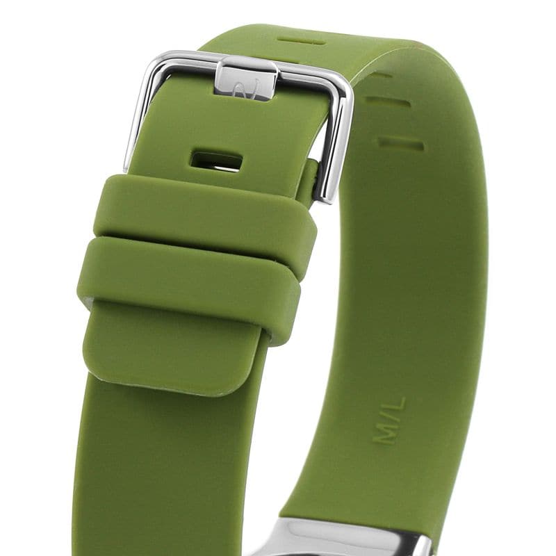 BERING 15531 800 MAX Women's Watch - Polished Silver Case & Green Rubber Strap - Elegant & Durable for Everyday Wear, Sports & Outdoor Activities