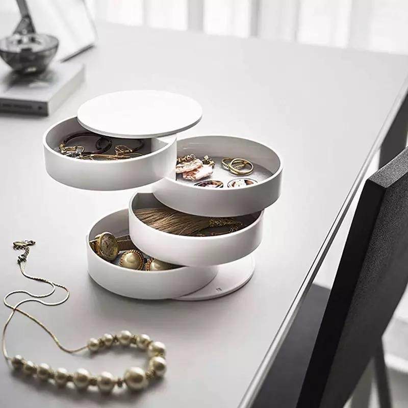 4-Tier Jewelry Organizer Box - Necklace, Earring & Ring Storage Case for Women - Perfect for Travel, Vanity & Closet Organization