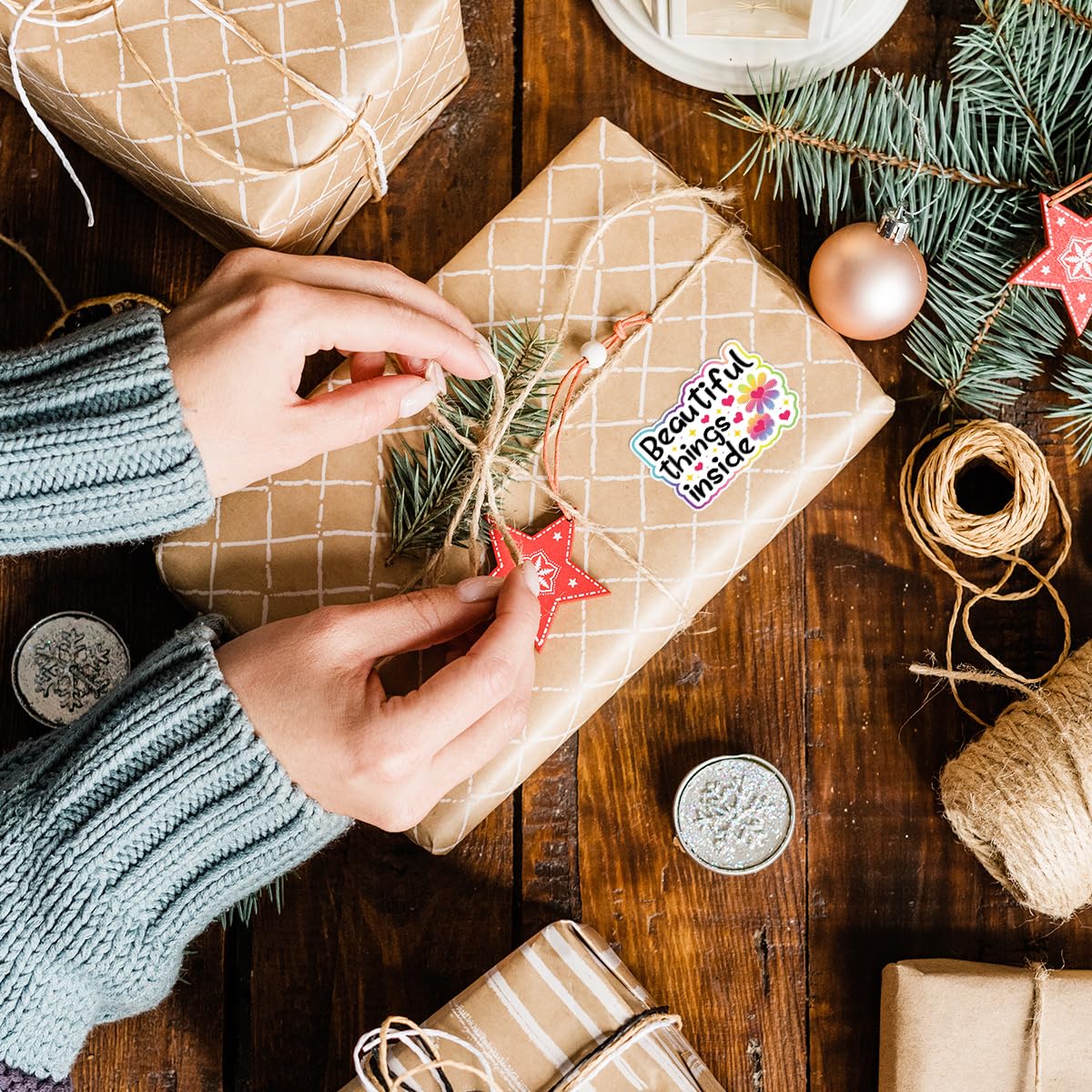 400 PCS Cute Handmade Stickers for Packaging - Beautiful Gift Box Decorative Stickers, Business Order Stickers & Small Business Package Stickers - Perfect for DIY Gifts, Product Packaging & E-commerce Orders