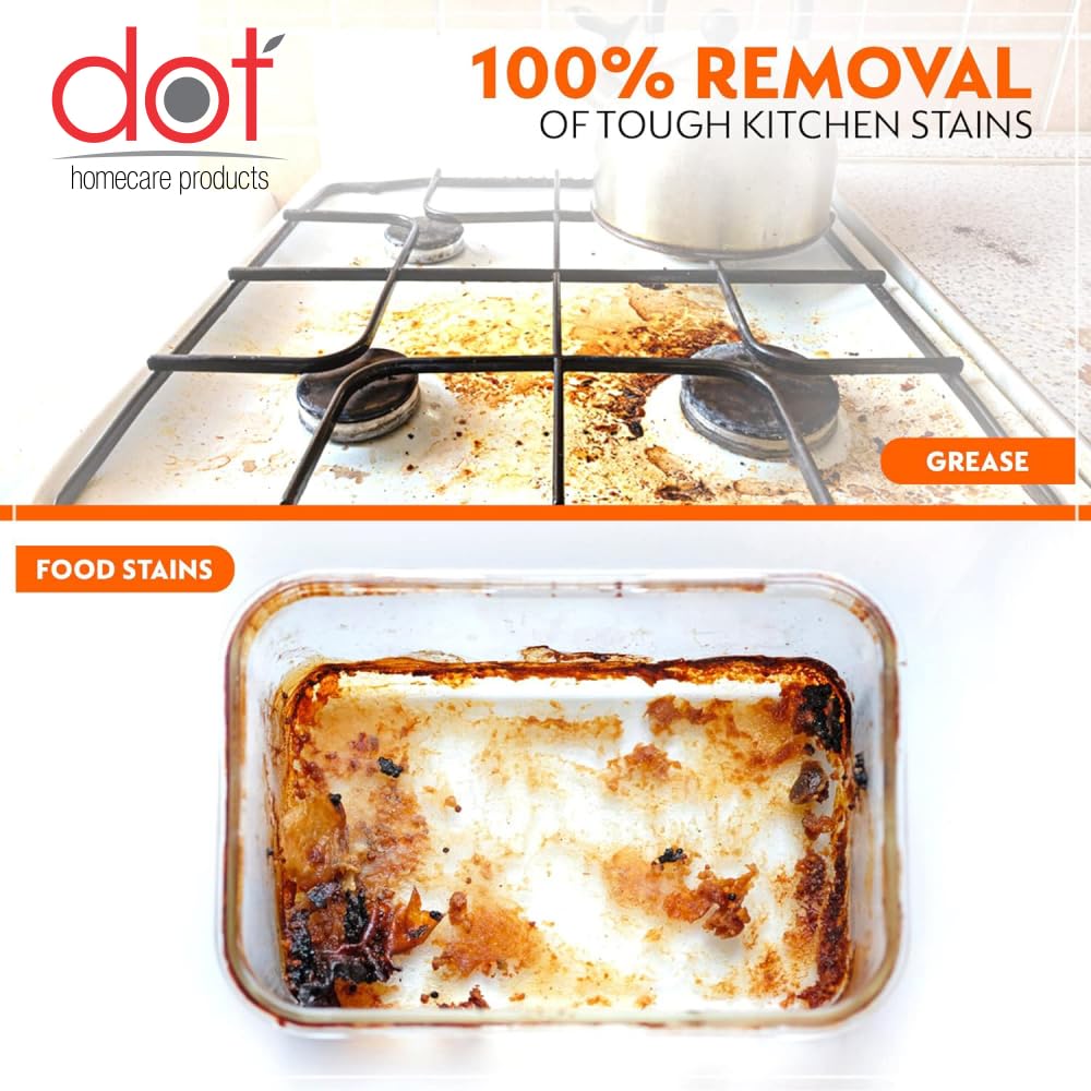 DOT Homecare Kitchen Cleaner 400ml - Powerful Non-Acidic Heavy Duty Degreaser | Removes Oil Stains, Gum, Sticker Marks & Permanent Marker | Safe for Countertops, Stoves & Appliances | Ideal for Home & Restaurant Use