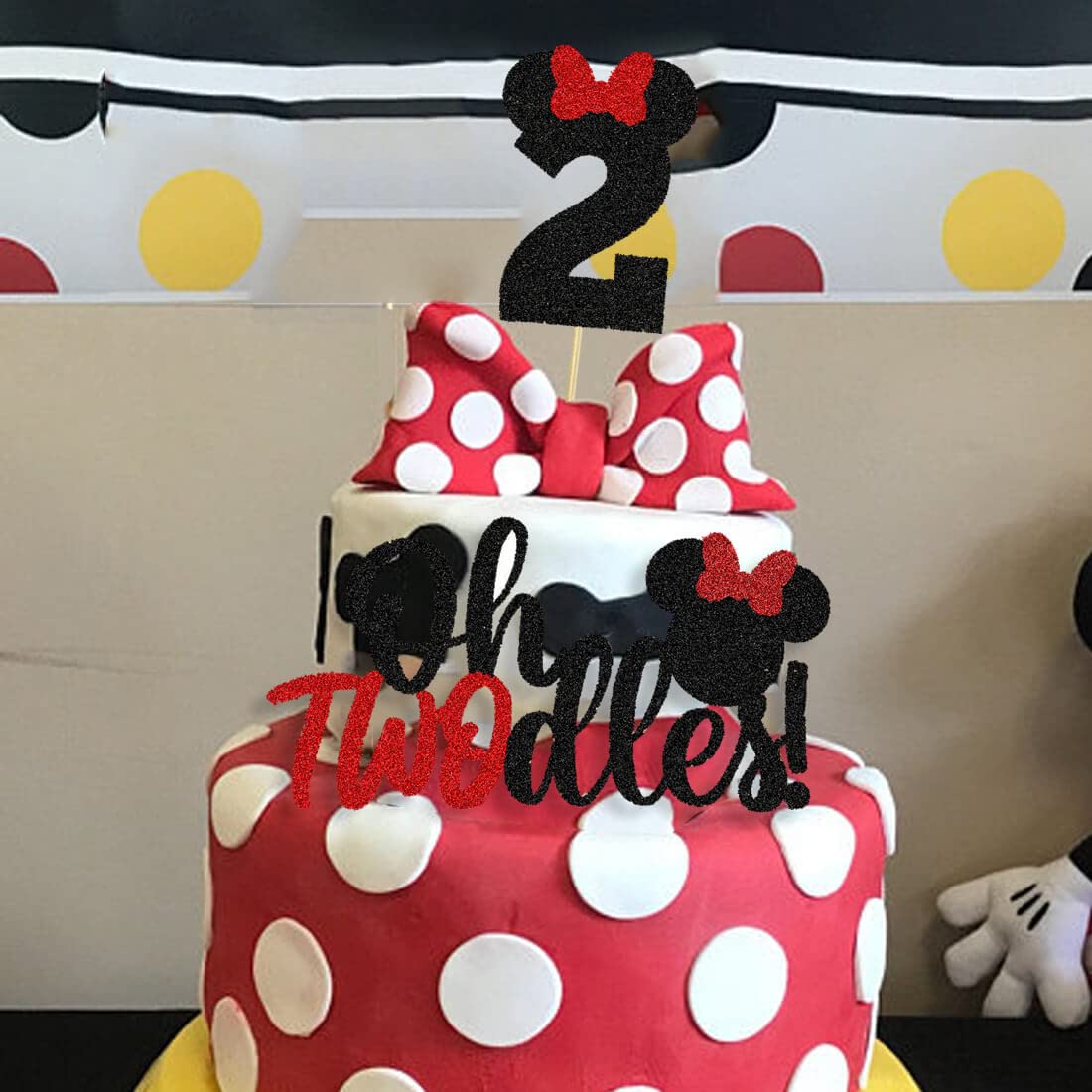 Oh Twodles Red Cake Topper - 2nd Birthday Party Supplies & Decorations for Baby Girl - Perfect for 2-Year-Old Birthday Cakes, Desserts, and Celebration Parties