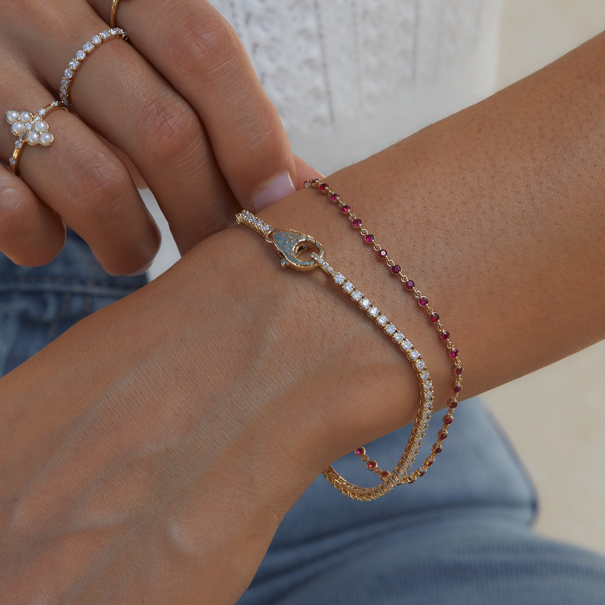 Wrapped in Rubies Bracelet - Elegant Sterling Silver Jewelry with Genuine Gemstones for Women | Perfect for Parties, Weddings & Special Occasions