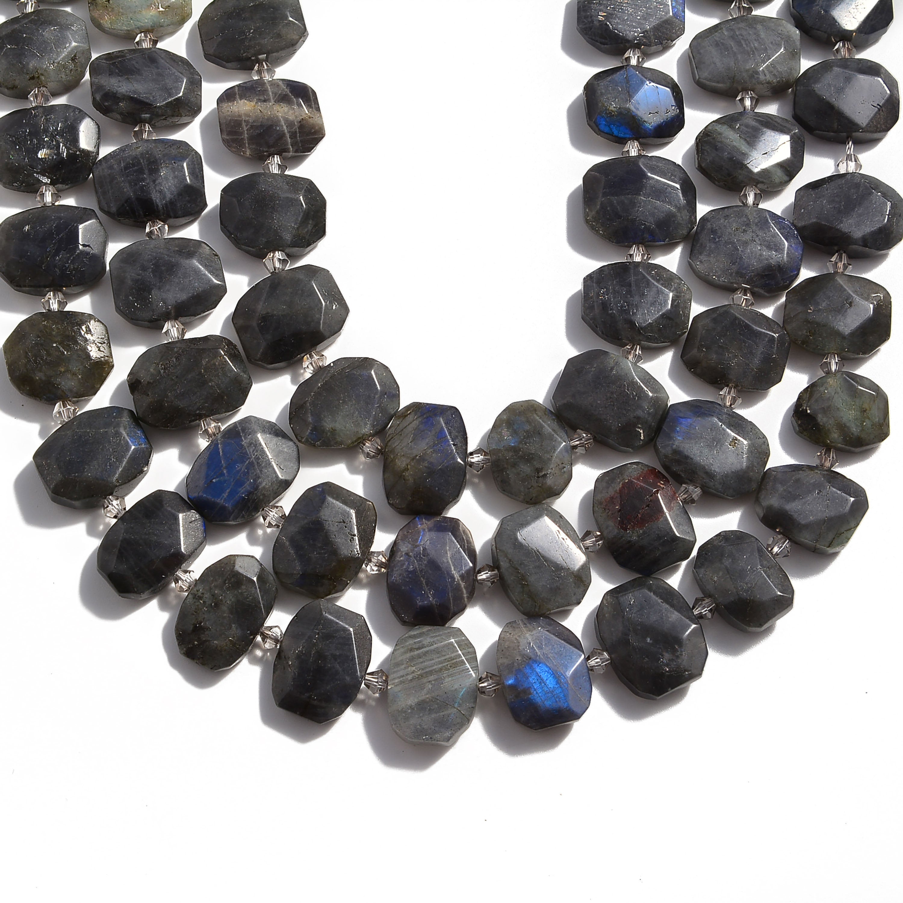 Dark Labradorite Rectangle Slice Faceted Octagon Beads 15x20mm - 15.5 Inch Strand for Jewelry Making, DIY Bracelets & Necklaces