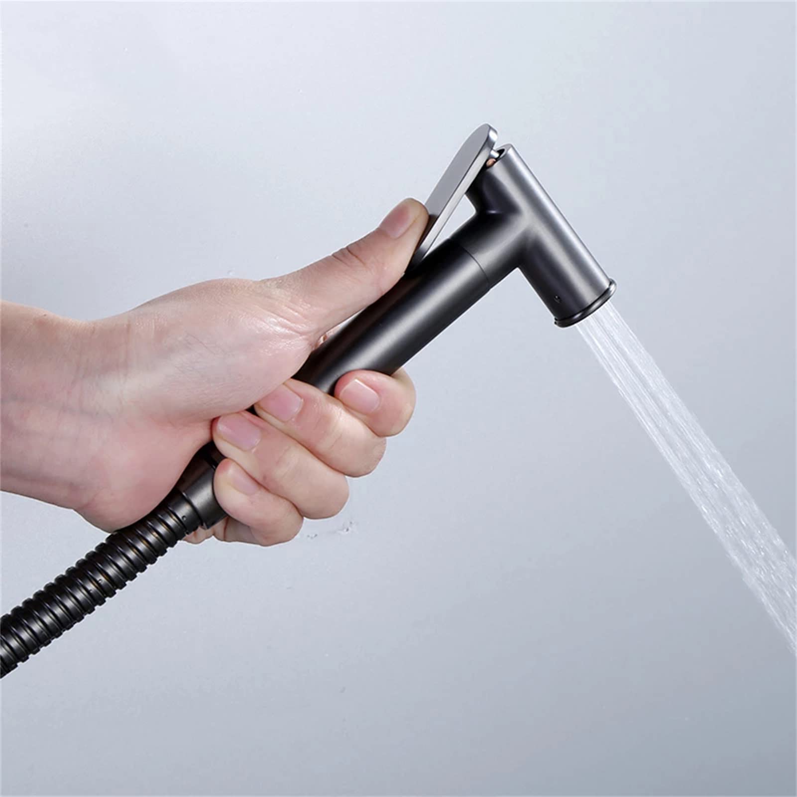 YHJZSM Brushed Nickel Handheld Bidet Sprayer for Toilet - Solid Brass Single Handle Valve with Galvanized Shower Kit - Perfect for Bathroom Renovation & Hygienic Cleaning
