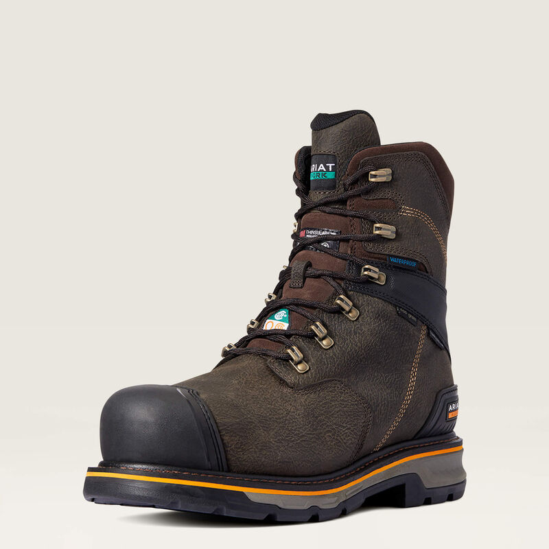 Stump Jumper 8 CSA Glacier Grip Waterproof 600g Composite Toe Work Boots - Heavy Duty Safety Shoes for Construction, Hiking & Outdoor Work