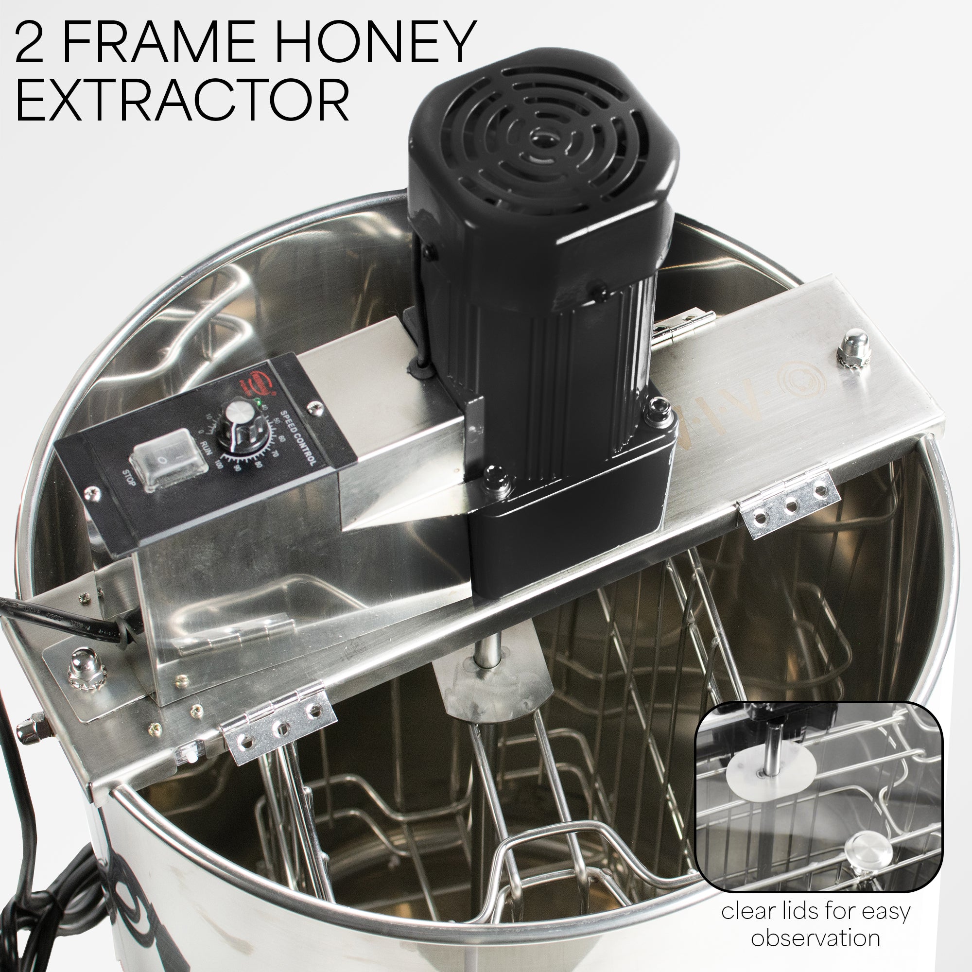 Stainless Steel Electric Honey Extractor - 2 Frame Beekeeping Equipment for Home & Commercial Use - Perfect for Harvesting Pure Honey from Beehives
