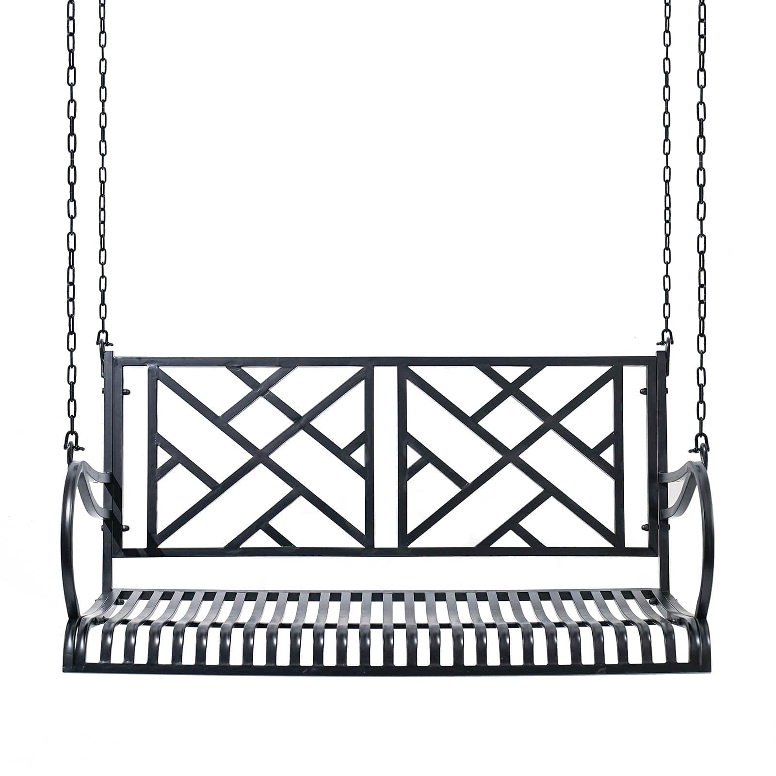 Relaxing Outdoor Metal Porch Swing - Heavy Duty Logan Style for Patio, Garden, Backyard - Perfect for Lounging & Relaxing in Sun or Shade