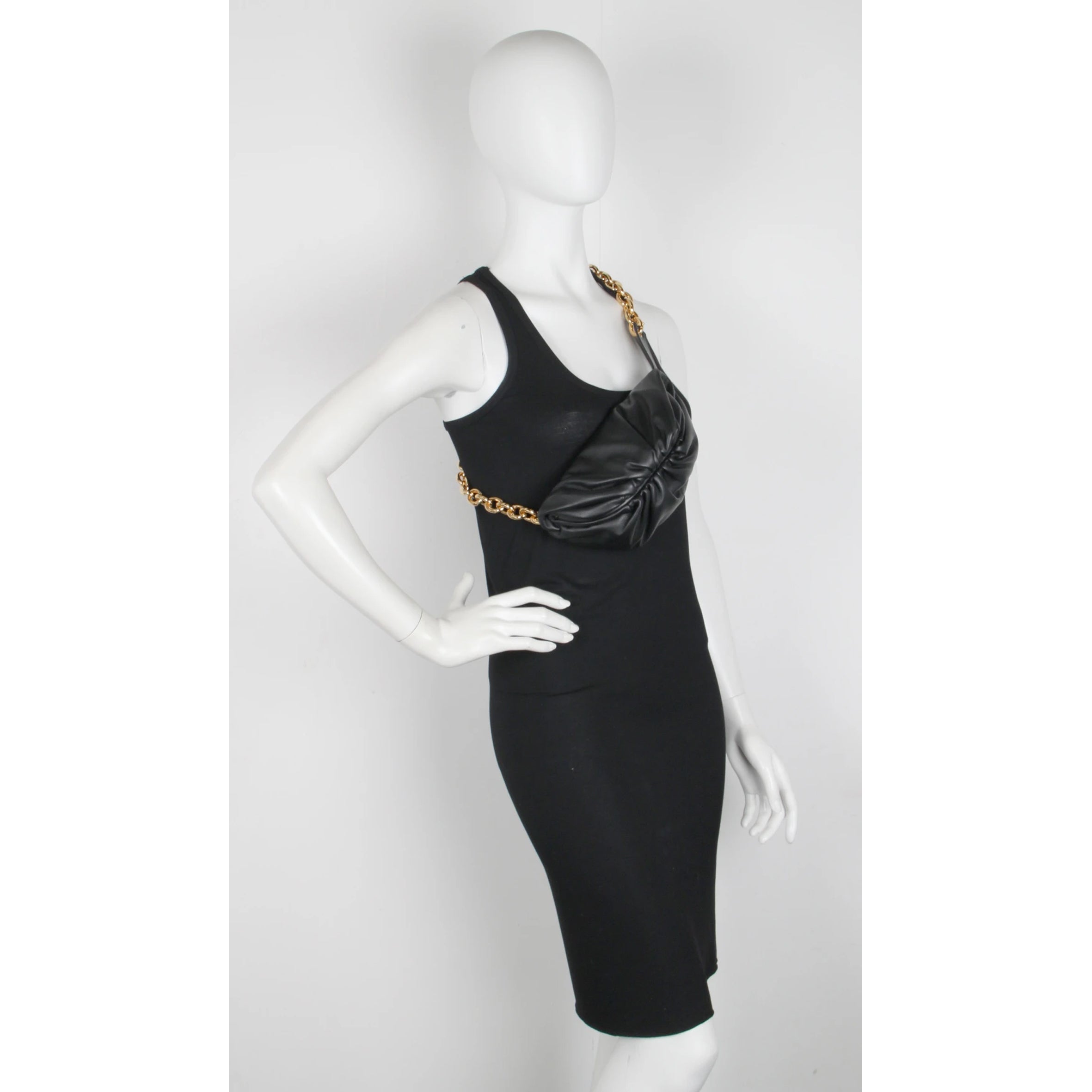 Stylish Mini Pouch Chain Belt Bag in Black & Gold - Perfect for Crossbody, Waist Pack & Fashion Accessories