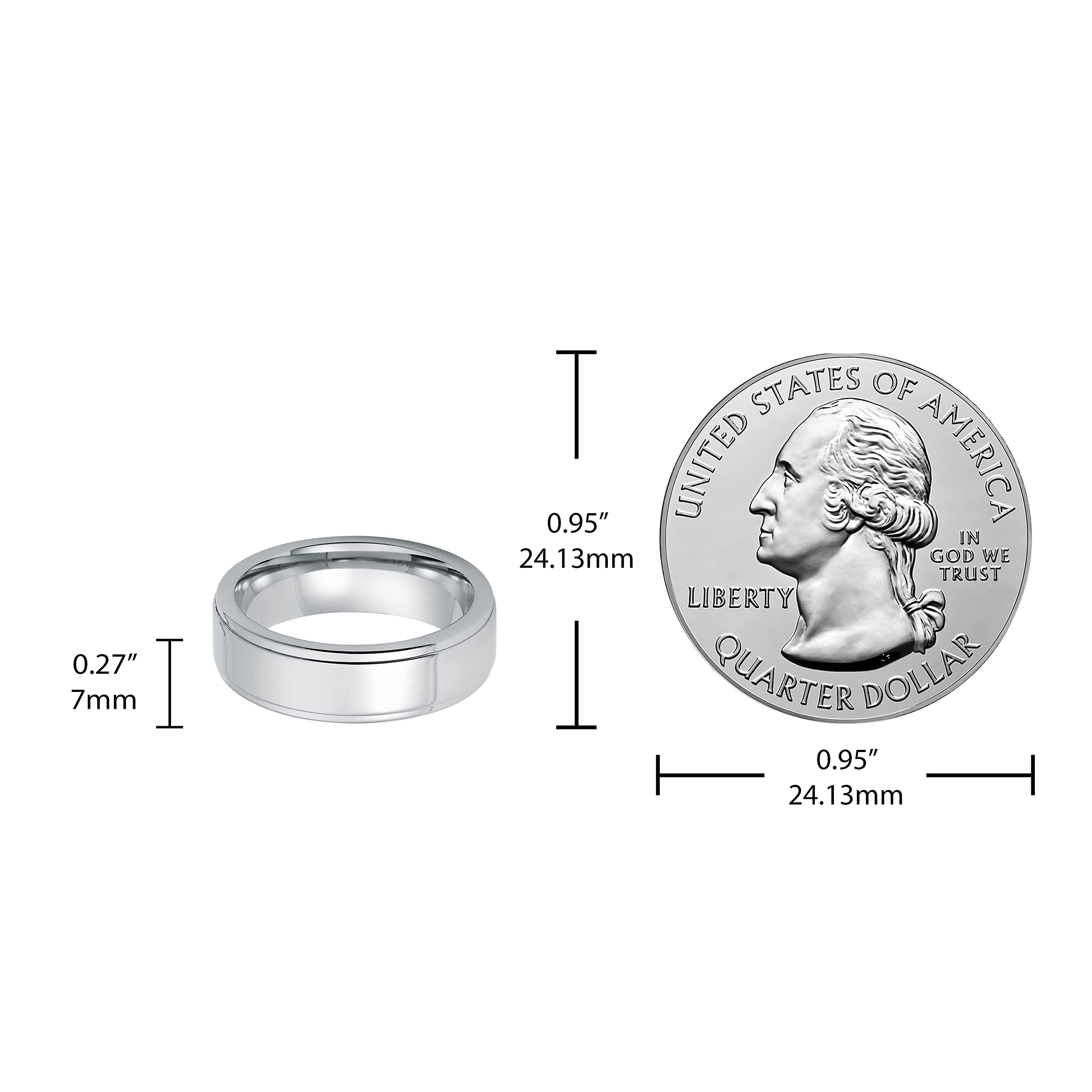 Boston Bay Diamonds Silver Cobalt Chrome Unisex Comfort Fit Wedding Band - 6mm & 7mm Sizes for Men & Women - Fashion Ring for Everyday Wear, Anniversary Gift & Special Occasions